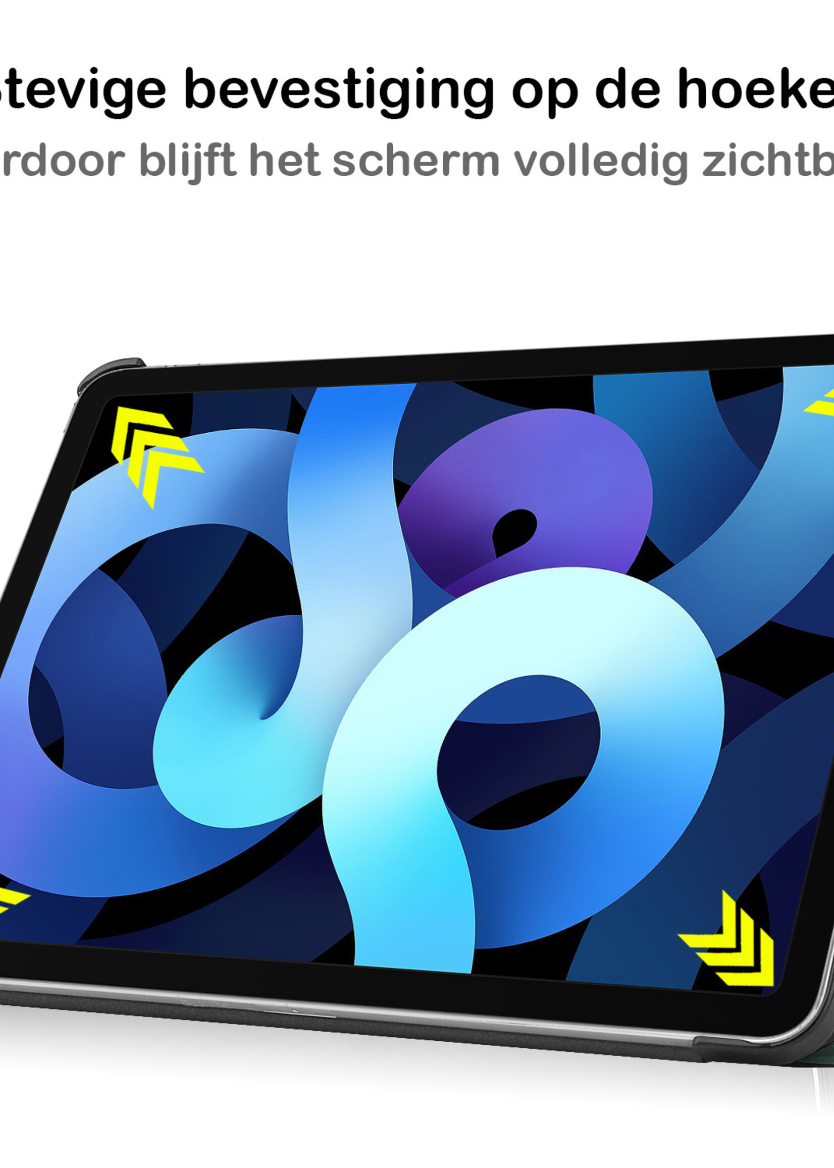 BTH iPad Air 2022 Hoes Luxe Book Case - iPad Air 5 Hoesje Case Cover - Donker Groen