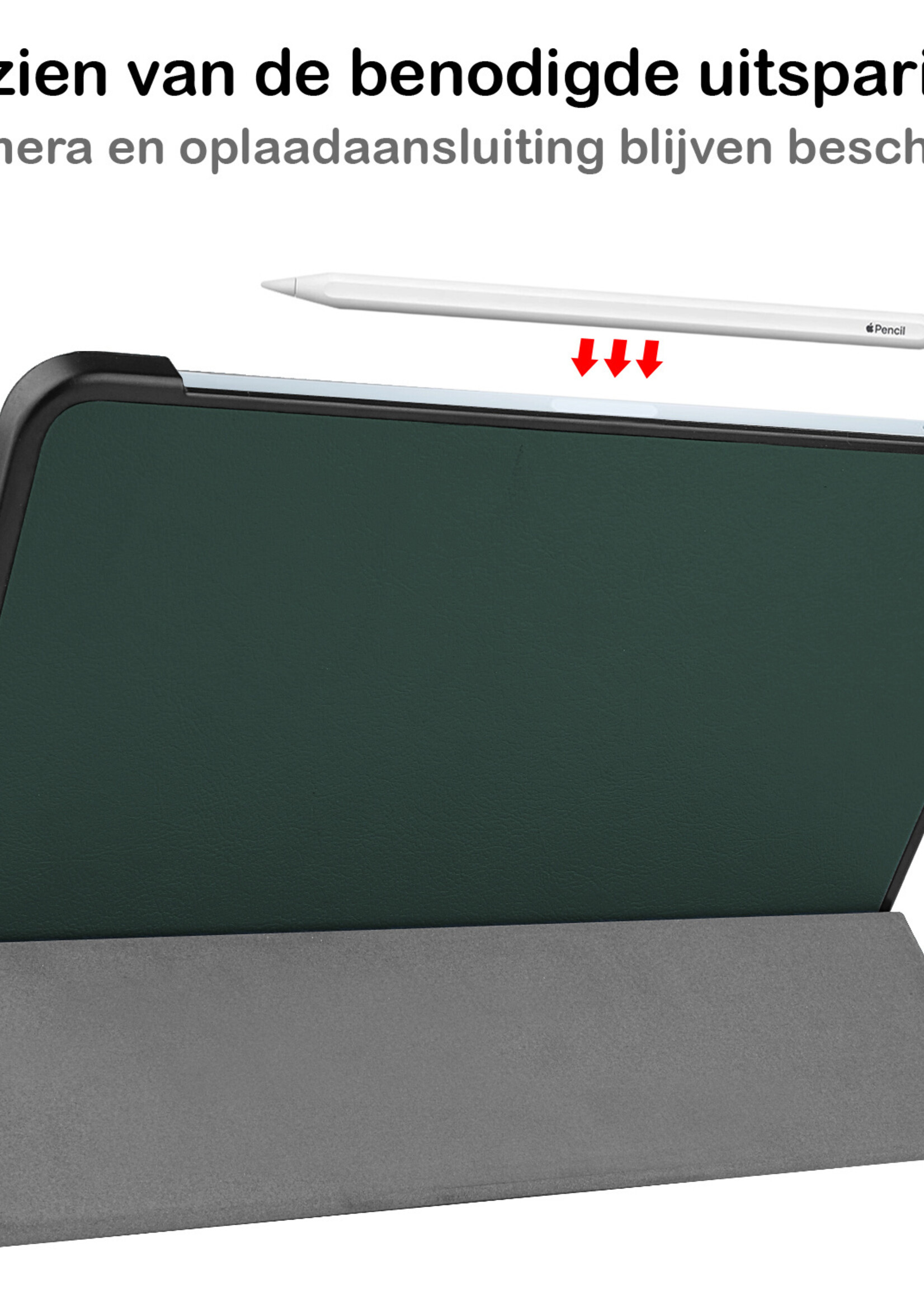 BTH iPad Air 2022 Hoes Luxe Book Case - iPad Air 5 Hoesje Case Cover - Donker Groen