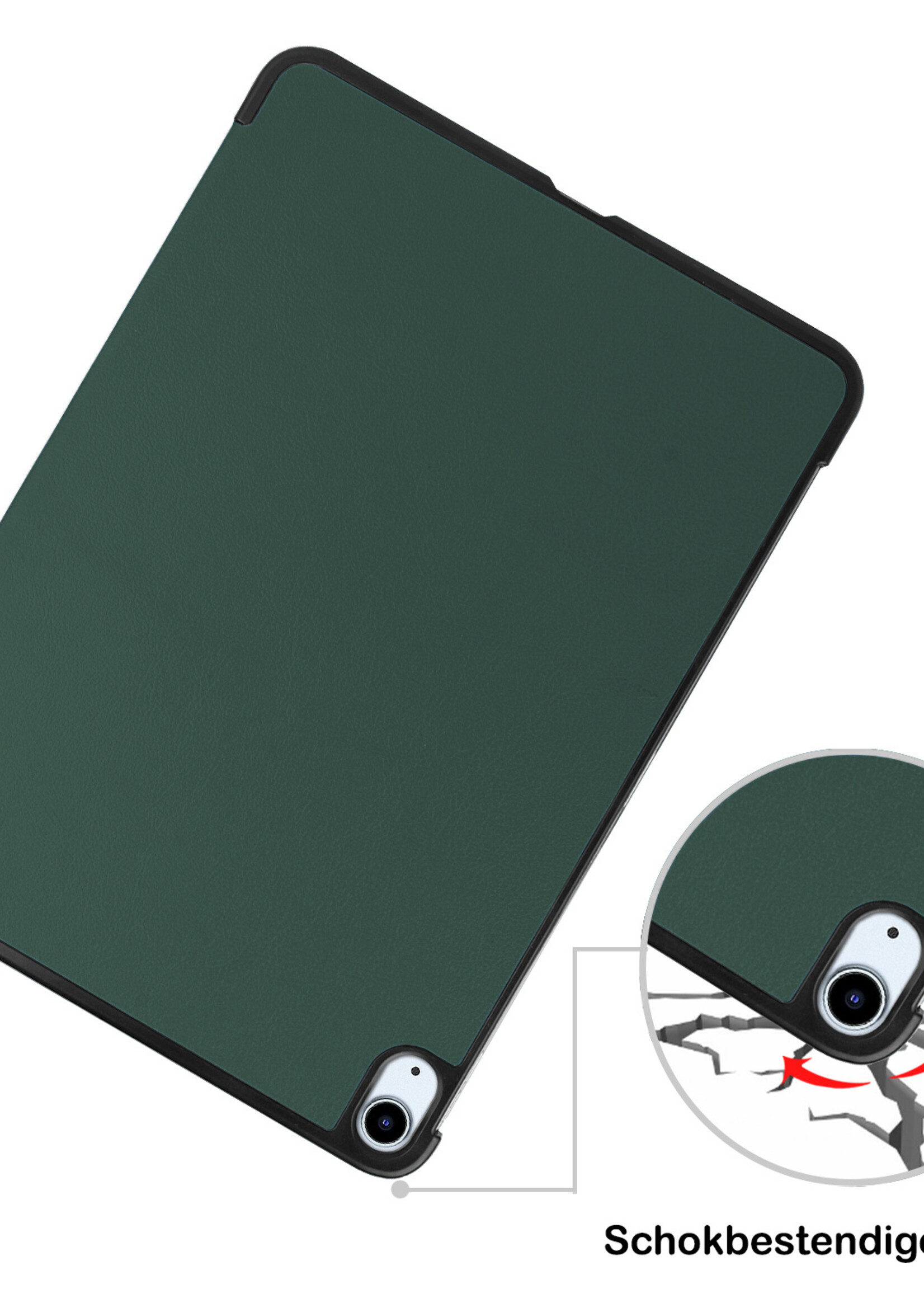 BTH iPad Air 2022 Hoes Luxe Book Case - iPad Air 5 Hoesje Case Cover - Donker Groen