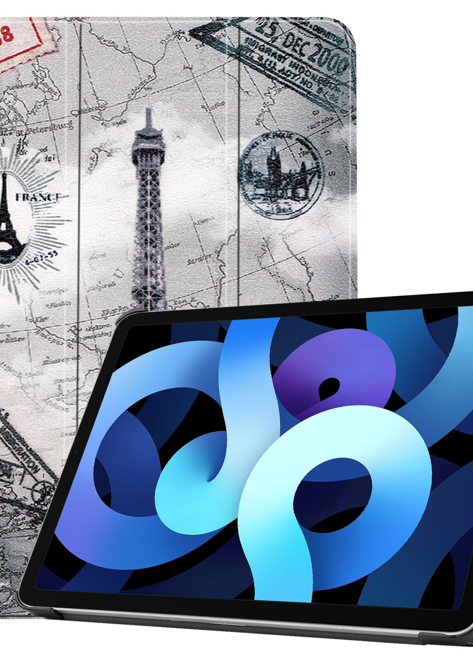 BTH iPad Air 2022 Hoes Luxe Book Case - iPad Air 5 Hoesje Case Cover - Eiffeltoren