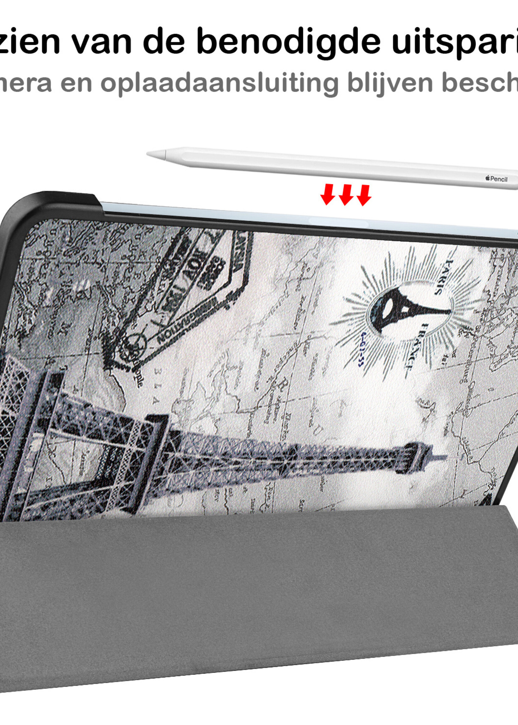 BTH iPad Air 2022 Hoes Luxe Book Case - iPad Air 5 Hoesje Case Cover - Eiffeltoren