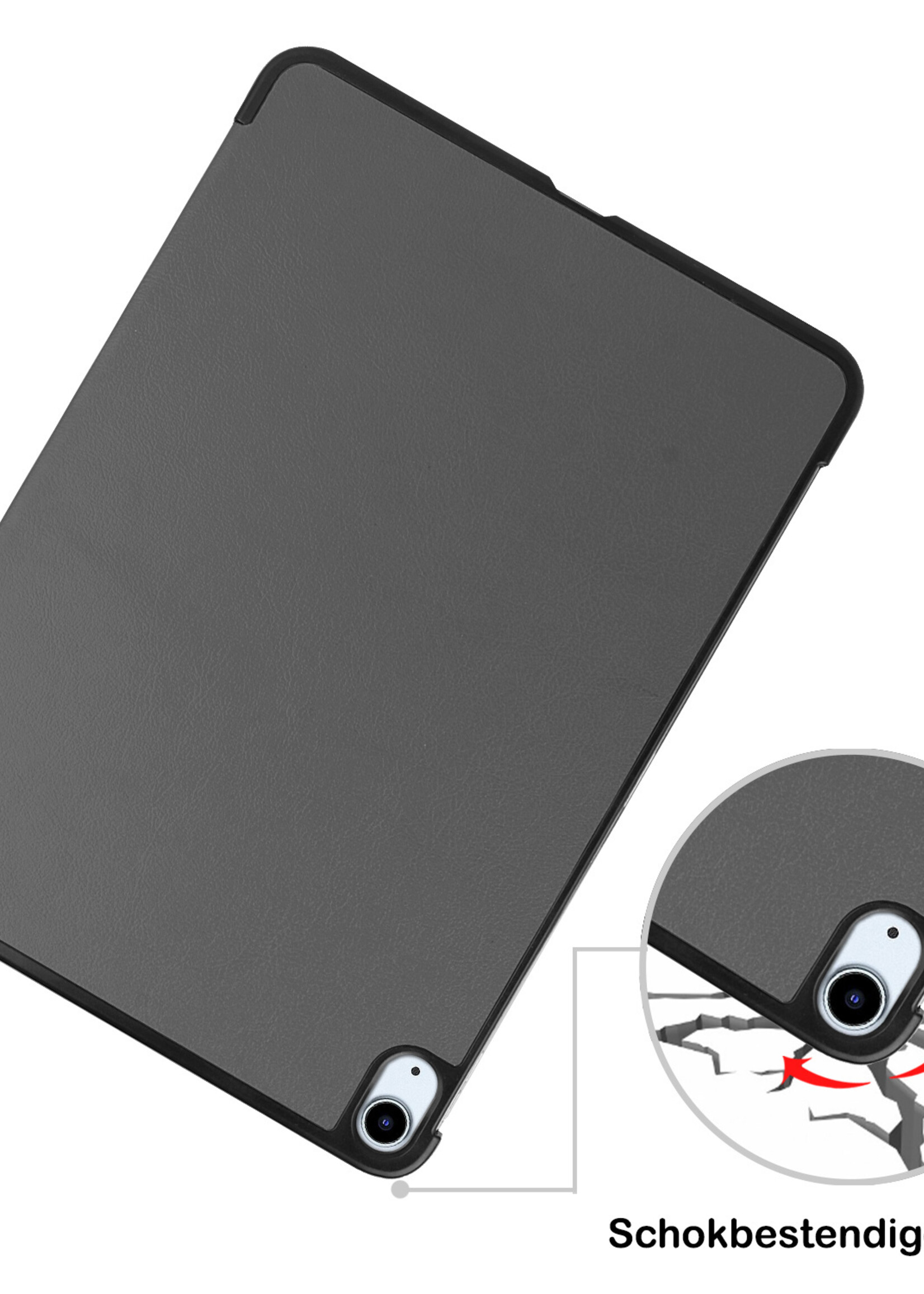 BTH iPad Air 2022 Hoes Luxe Book Case - iPad Air 5 Hoesje Case Cover - Grijs