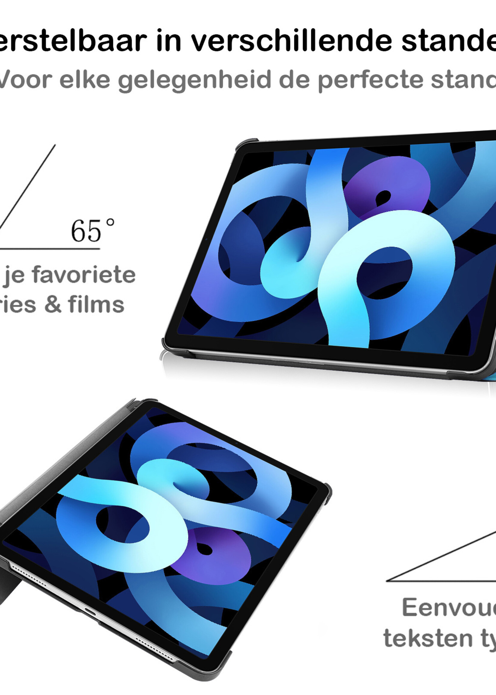 BTH iPad Air 2022 Hoes Luxe Book Case - iPad Air 5 Hoesje Case Cover - Licht Blauw