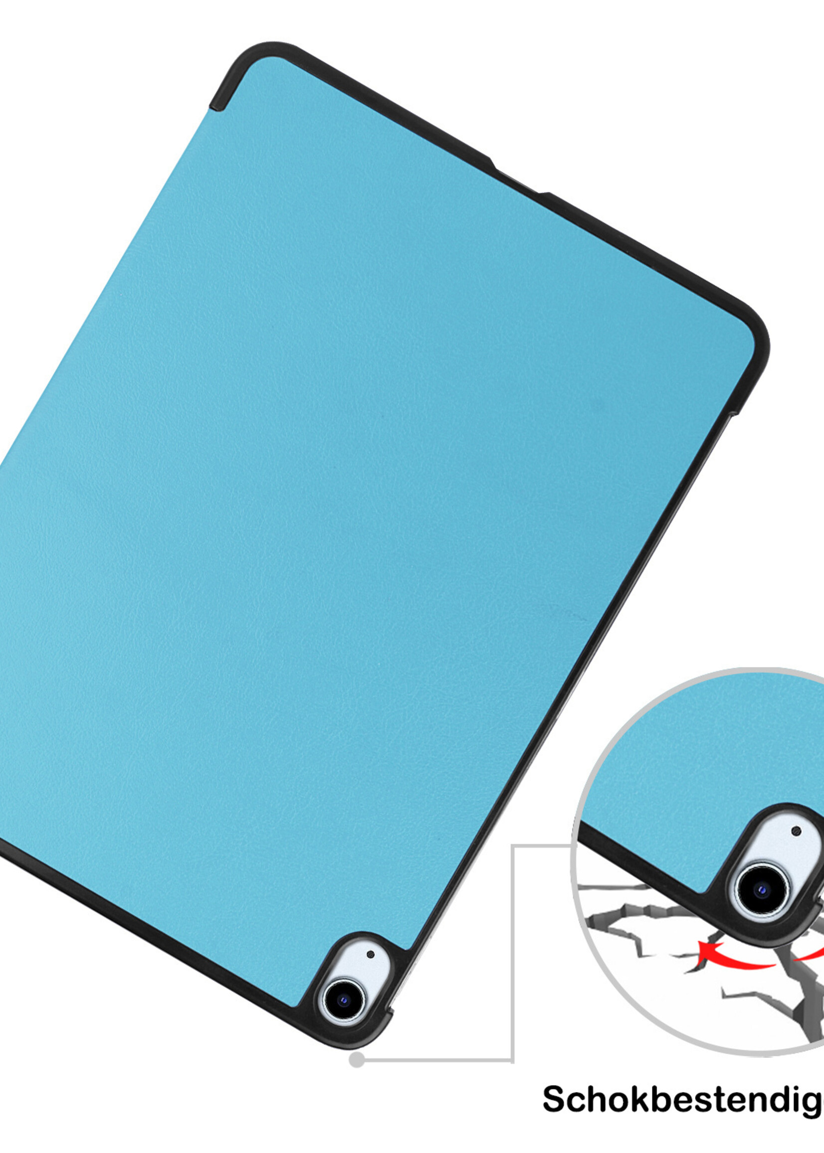 BTH iPad Air 2022 Hoes Luxe Book Case - iPad Air 5 Hoesje Case Cover - Licht Blauw