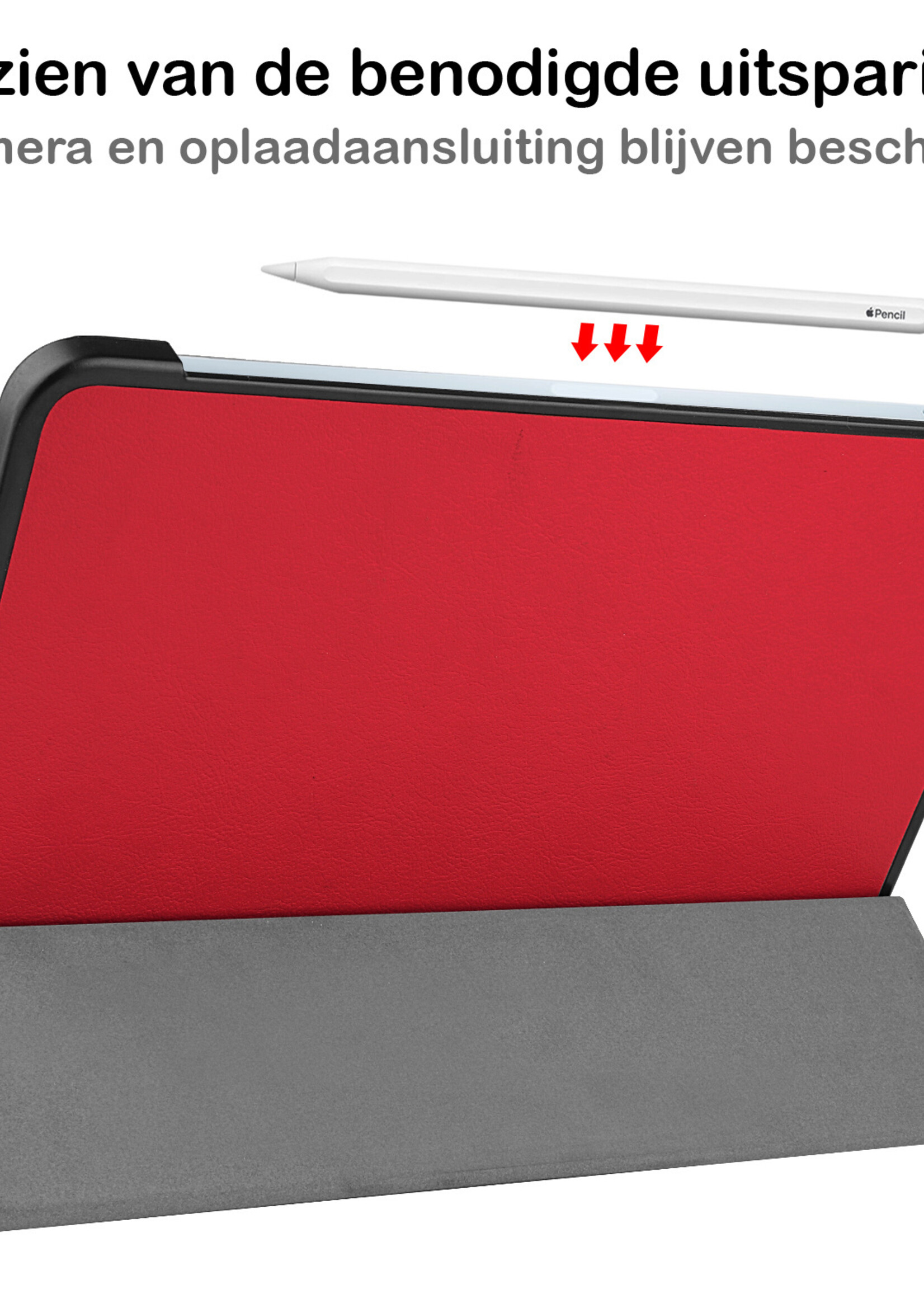 BTH iPad Air 2022 Hoes Luxe Book Case - iPad Air 5 Hoesje Case Cover - Rood