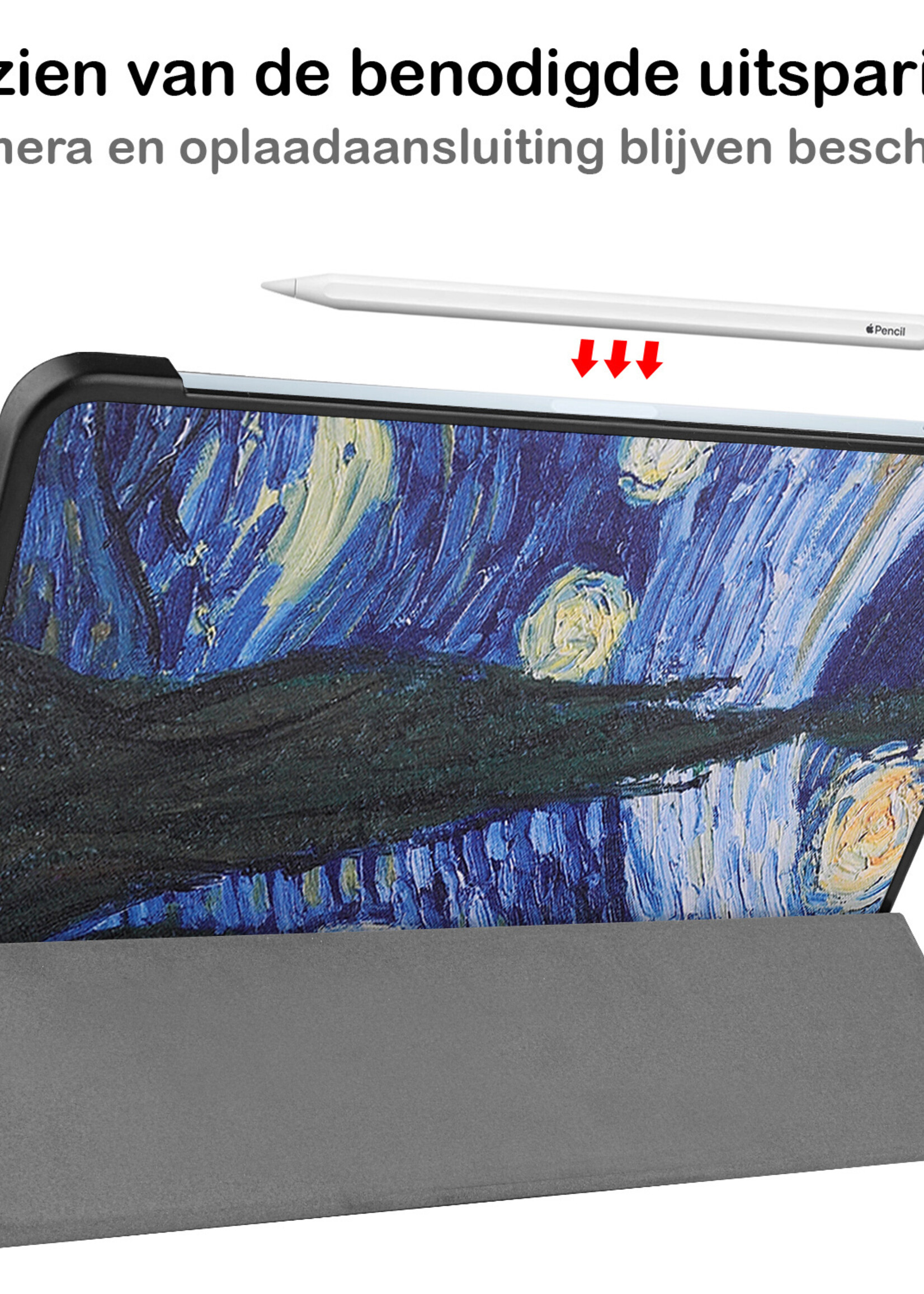 BTH iPad Air 2022 Hoes Luxe Book Case - iPad Air 5 Hoesje Case Cover - Sterrenhemel