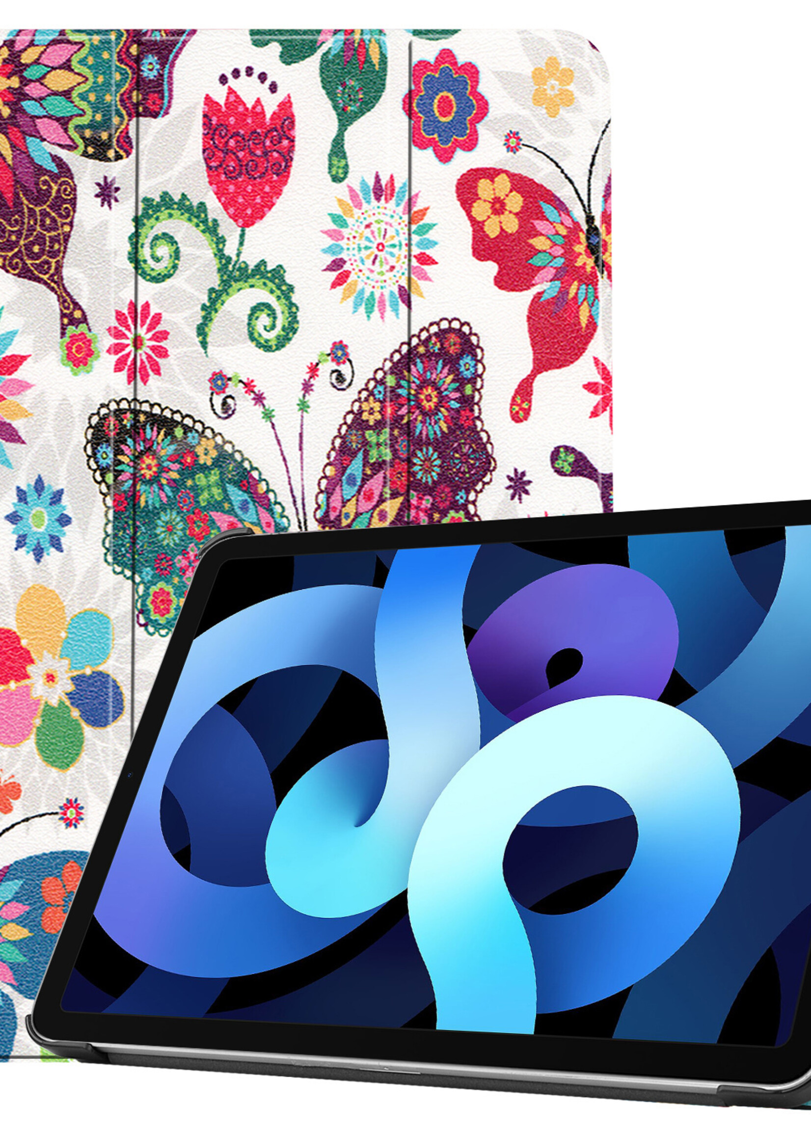 BTH iPad Air 2022 Hoes Luxe Book Case - iPad Air 5 Hoesje Case Cover - Vlinder