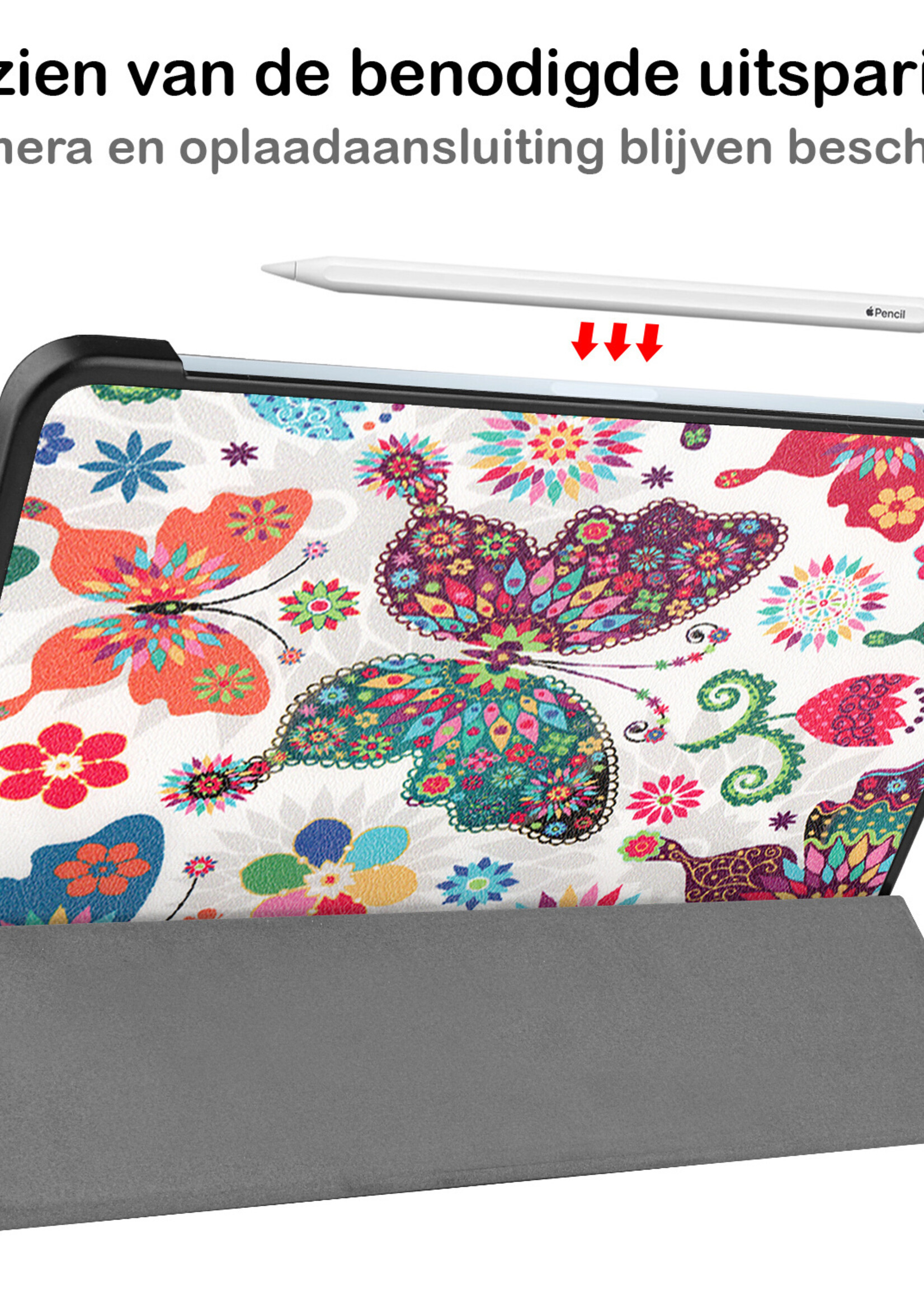 BTH iPad Air 2022 Hoes Luxe Book Case - iPad Air 5 Hoesje Case Cover - Vlinder