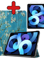 BTH BTH iPad Air 5 Hoesje Met Screenprotector - Bloemen