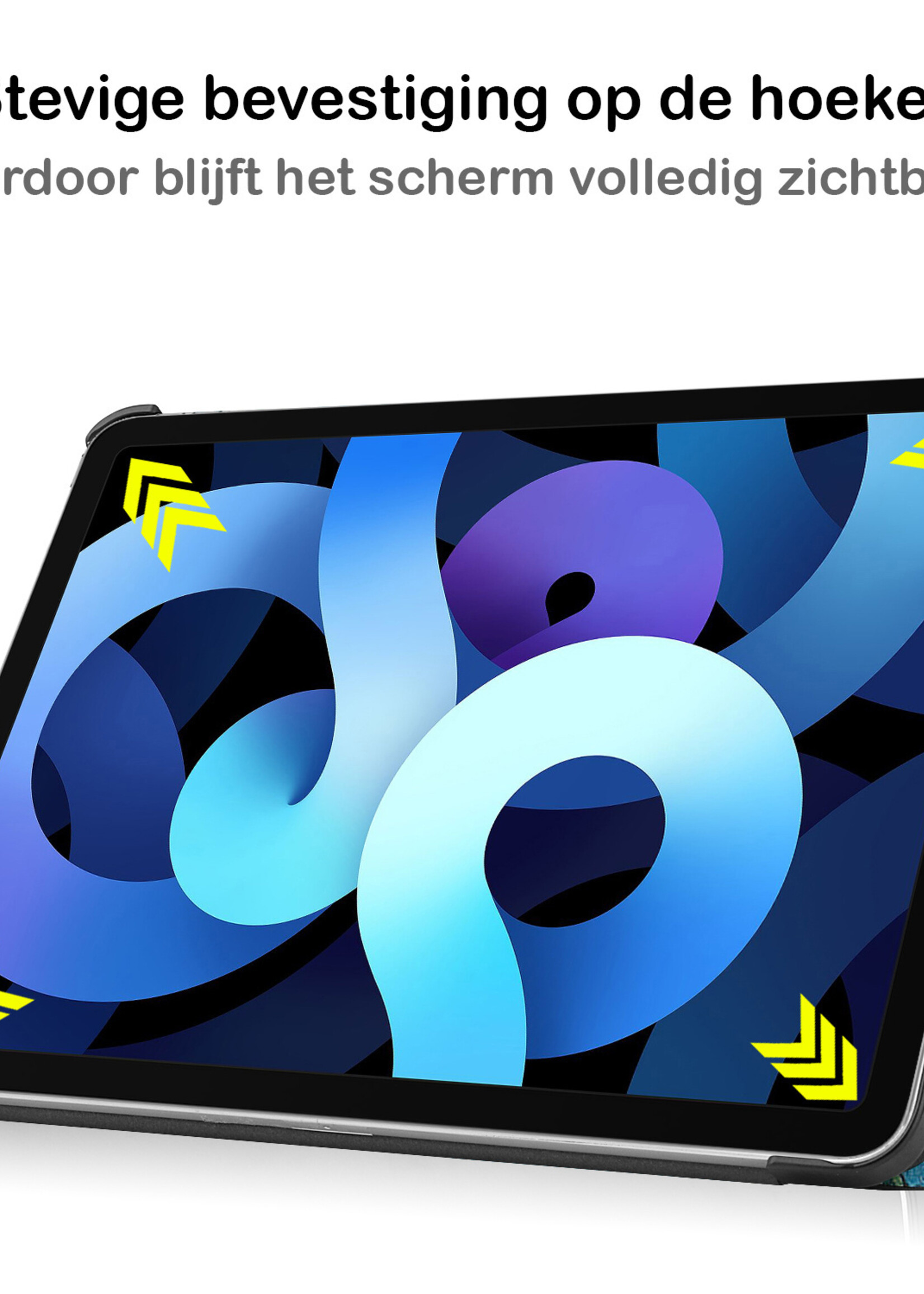 BTH Hoes Geschikt voor iPad Air 2022 Hoes Book Case Hoesje Trifold Cover Met Screenprotector - Hoesje Geschikt voor iPad Air 5 2022 Hoesje Bookcase - Bloesem