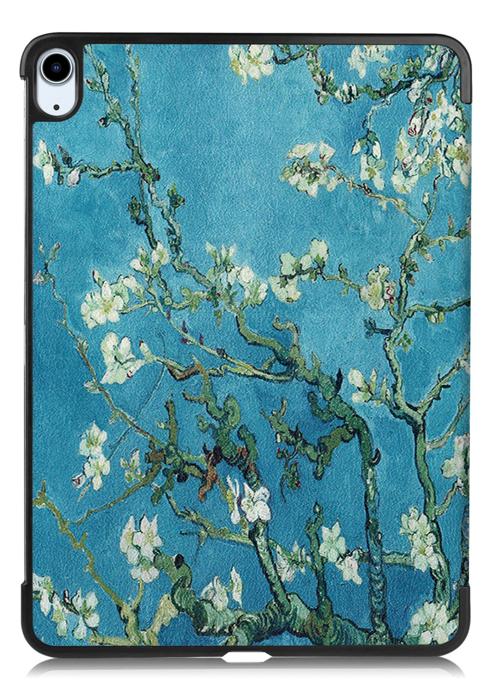 BTH Hoes Geschikt voor iPad Air 2022 Hoes Book Case Hoesje Trifold Cover Met Screenprotector - Hoesje Geschikt voor iPad Air 5 2022 Hoesje Bookcase - Bloesem
