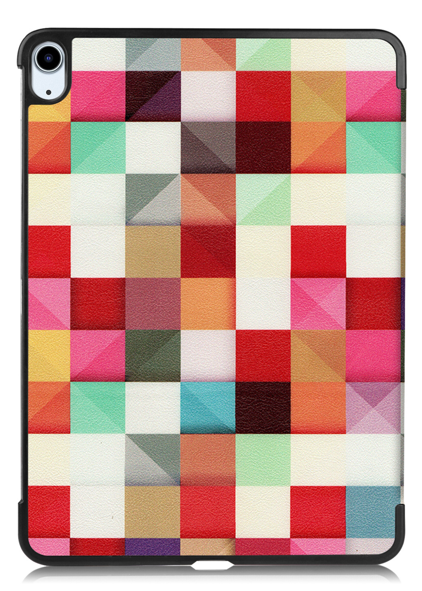 BTH Hoes Geschikt voor iPad Air 2022 Hoes Book Case Hoesje Trifold Cover Met Screenprotector - Hoesje Geschikt voor iPad Air 5 2022 Hoesje Bookcase - Blokken
