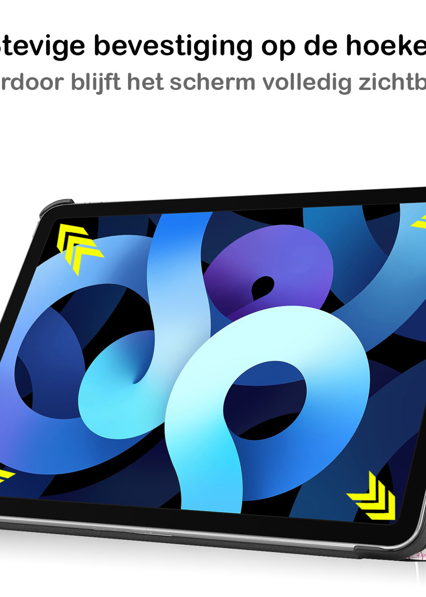 BTH Hoes Geschikt voor iPad Air 2022 Hoes Book Case Hoesje Trifold Cover Met Screenprotector - Hoesje Geschikt voor iPad Air 5 2022 Hoesje Bookcase - Elfje