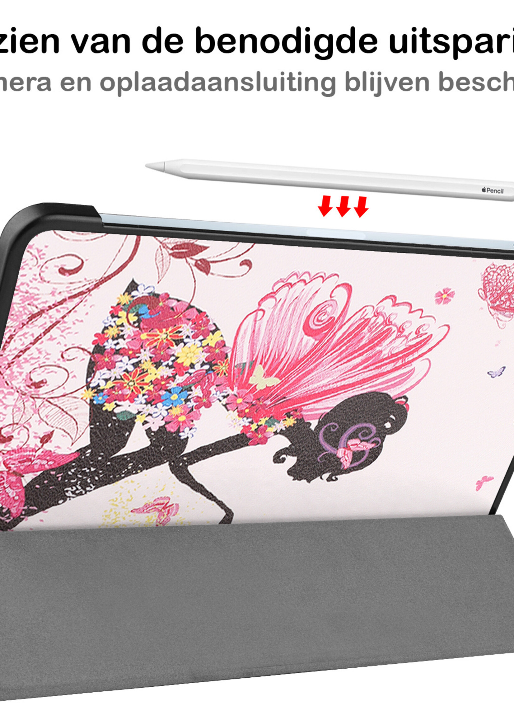 BTH Hoes Geschikt voor iPad Air 2022 Hoes Book Case Hoesje Trifold Cover Met Screenprotector - Hoesje Geschikt voor iPad Air 5 2022 Hoesje Bookcase - Elfje