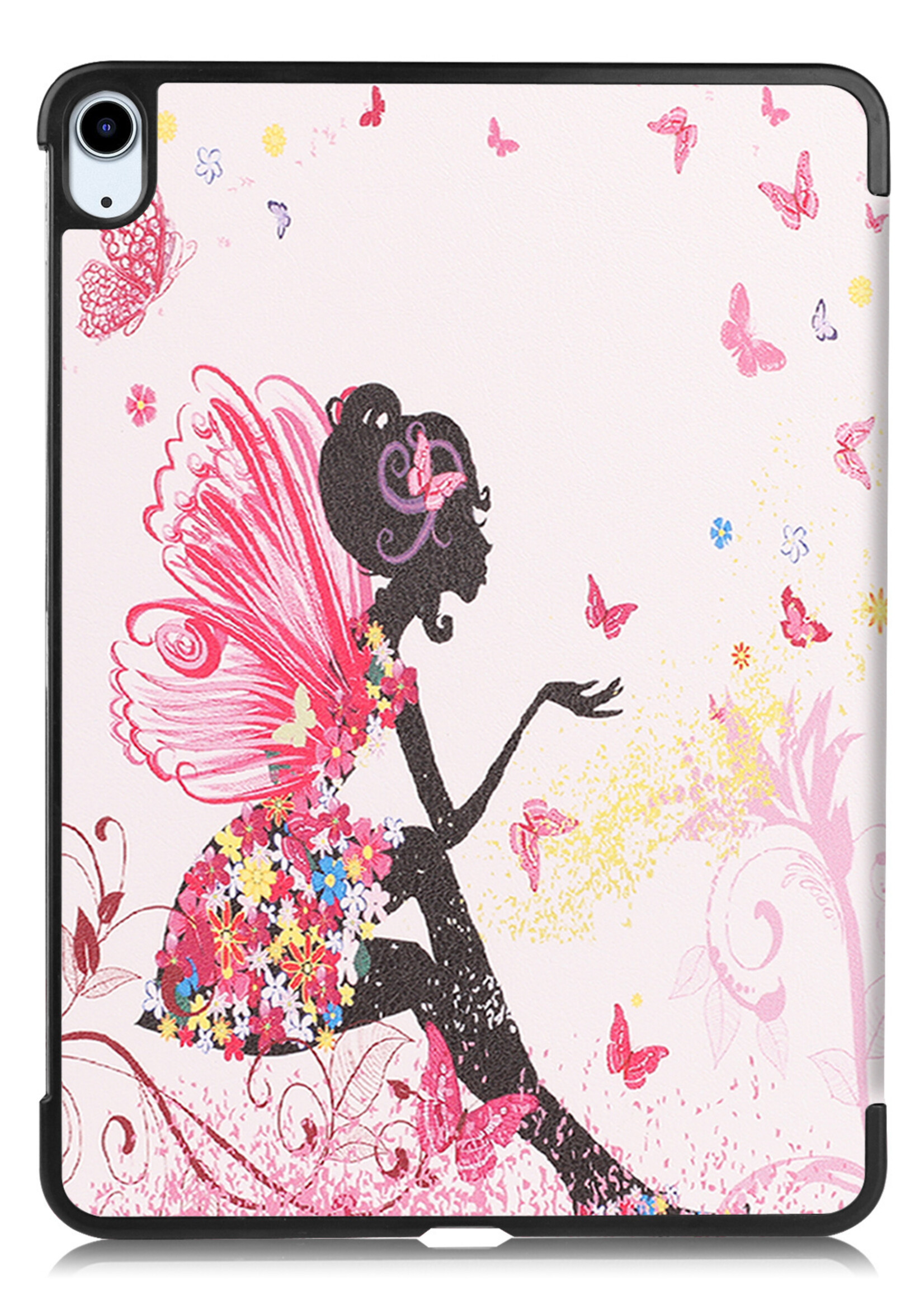 BTH Hoes Geschikt voor iPad Air 2022 Hoes Book Case Hoesje Trifold Cover Met Screenprotector - Hoesje Geschikt voor iPad Air 5 2022 Hoesje Bookcase - Elfje