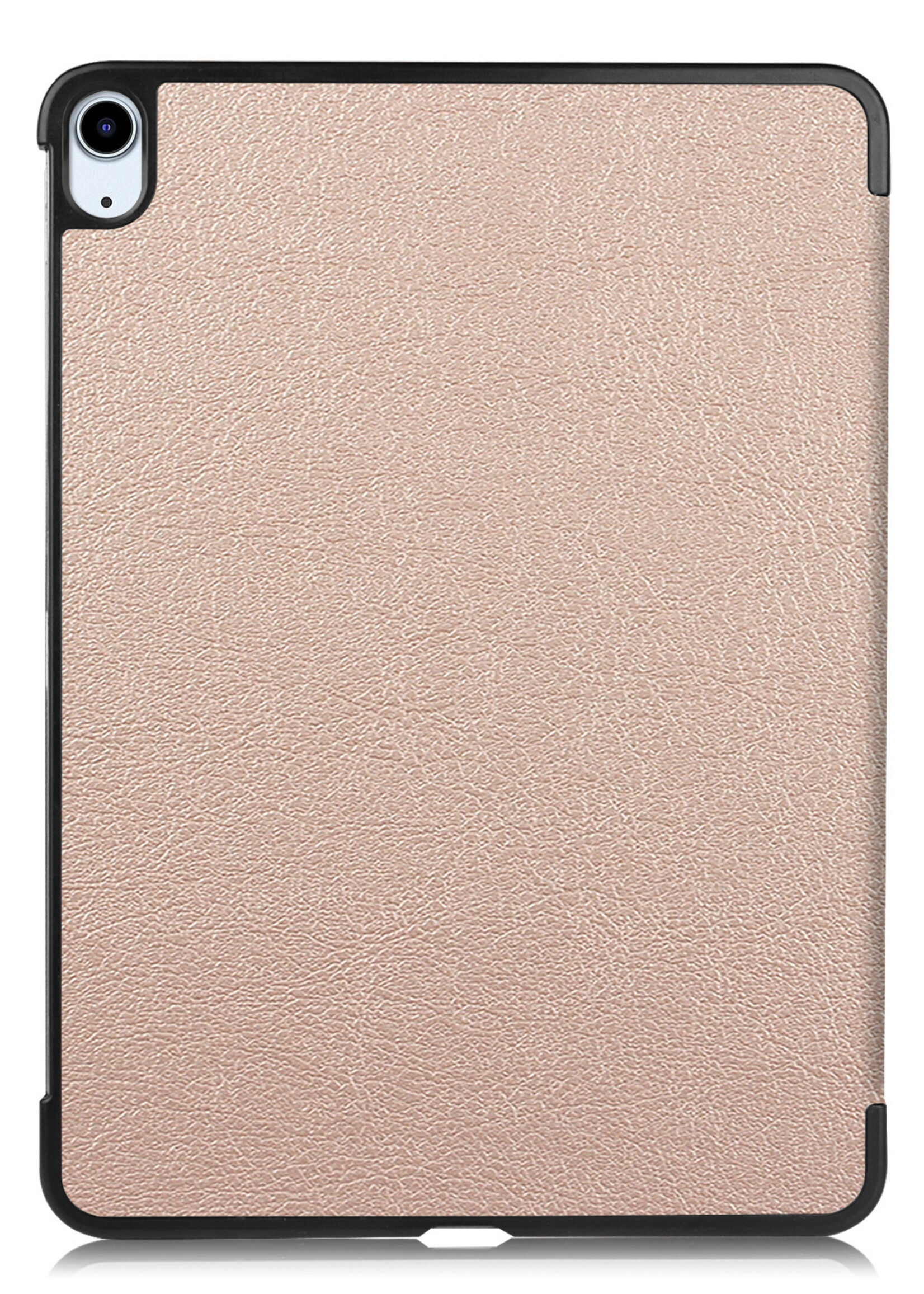 BTH Hoes Geschikt voor iPad Air 2022 Hoes Book Case Hoesje Trifold Cover Met Screenprotector - Hoesje Geschikt voor iPad Air 5 2022 Hoesje Bookcase - Goud