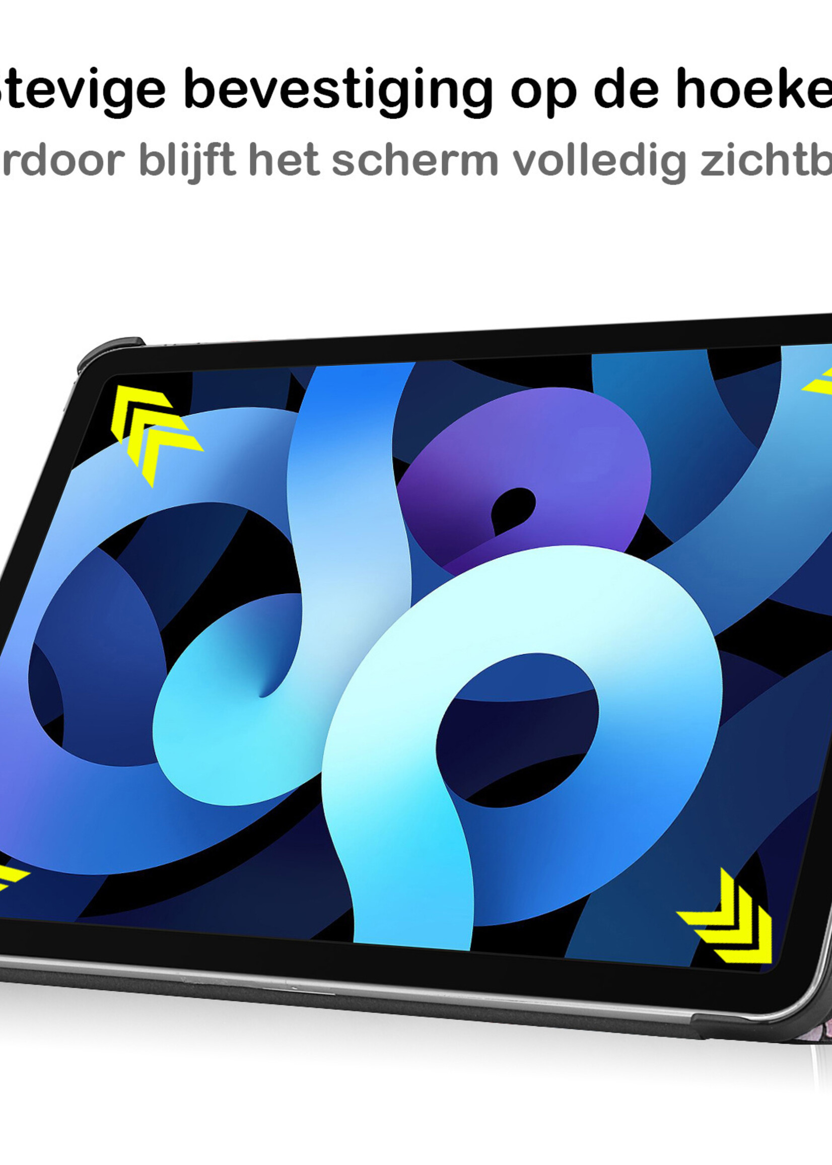 BTH Hoes Geschikt voor iPad Air 2022 Hoes Book Case Hoesje Trifold Cover Met Screenprotector - Hoesje Geschikt voor iPad Air 5 2022 Hoesje Bookcase - Graffity