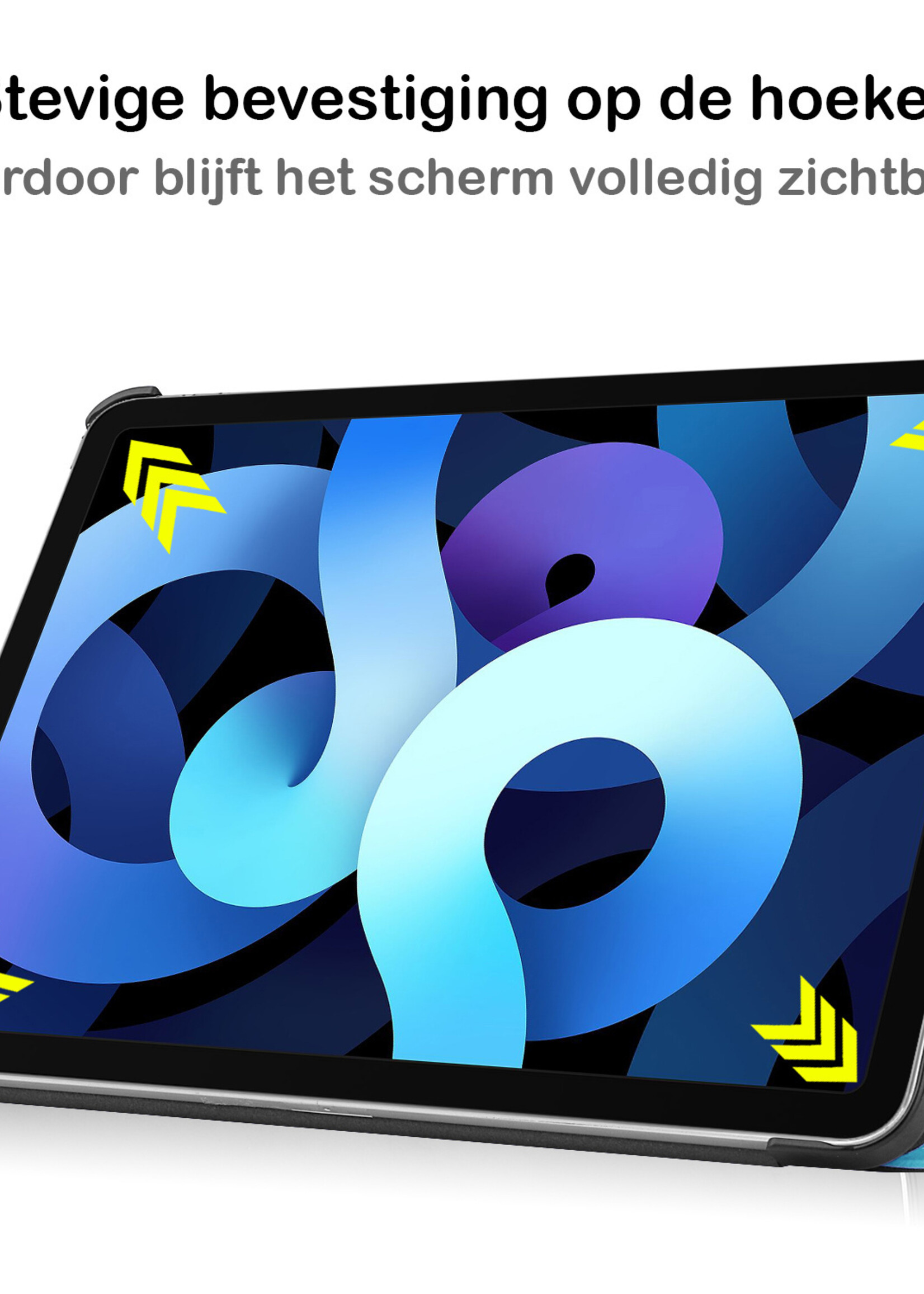 BTH Hoes Geschikt voor iPad Air 2022 Hoes Book Case Hoesje Trifold Cover Met Screenprotector - Hoesje Geschikt voor iPad Air 5 2022 Hoesje Bookcase - Lichtblauw
