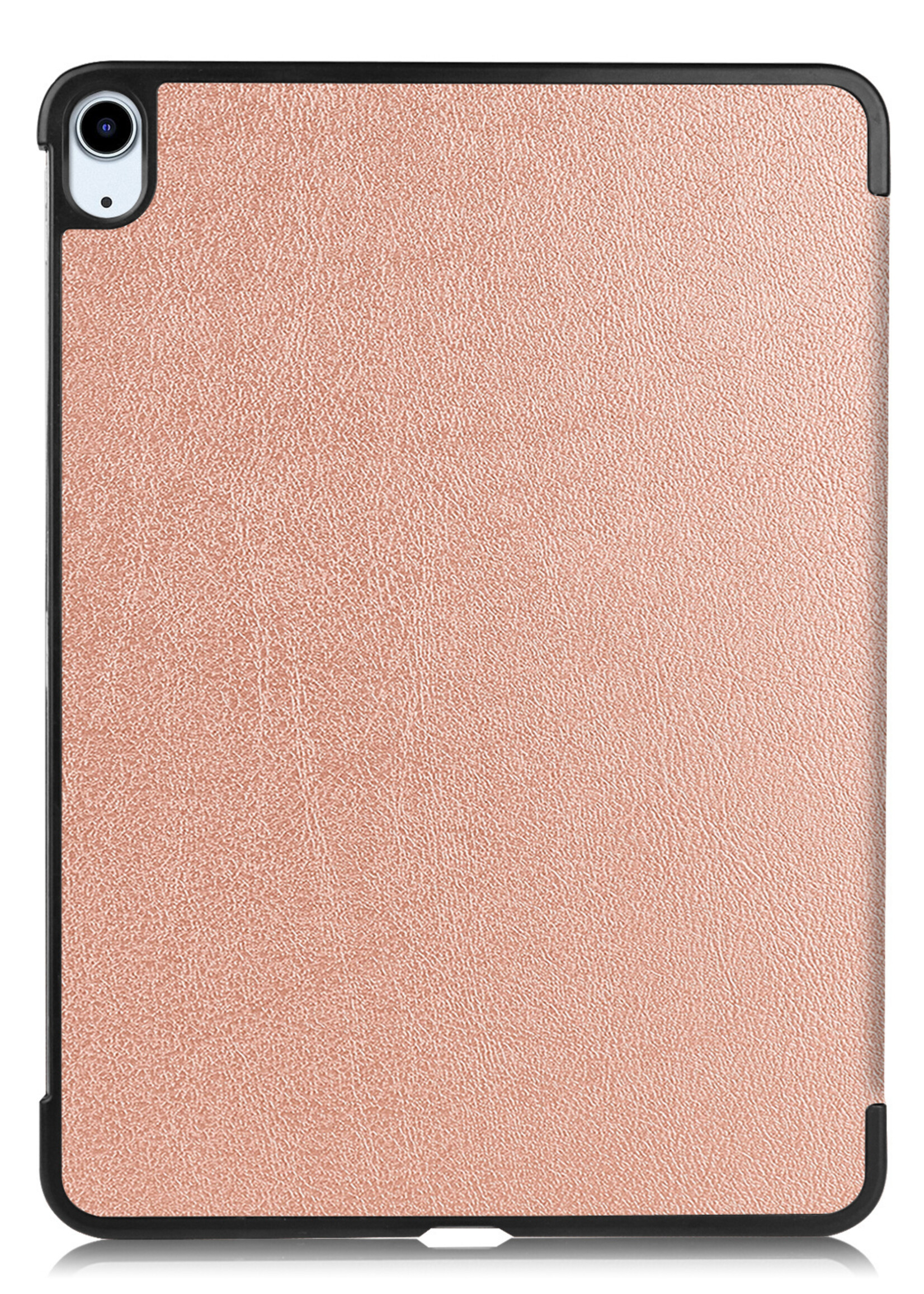 BTH Hoes Geschikt voor iPad Air 2022 Hoes Book Case Hoesje Trifold Cover Met Screenprotector - Hoesje Geschikt voor iPad Air 5 2022 Hoesje Bookcase - Rosé goud