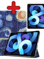 BTH BTH iPad Air 5 Hoesje Met Screenprotector - Sterrenhemel