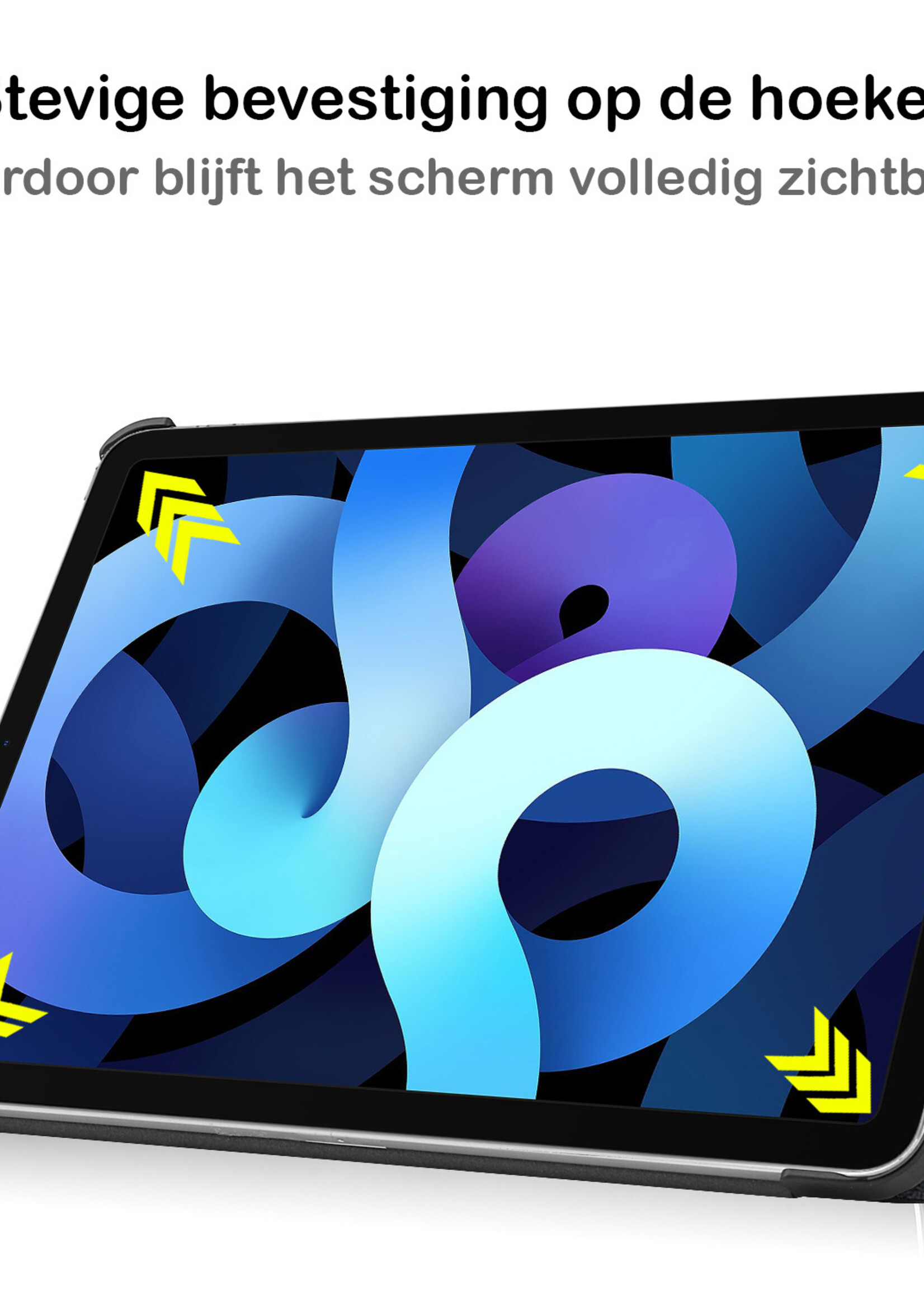 BTH Hoes Geschikt voor iPad Air 2022 Hoes Book Case Hoesje Trifold Cover Met Screenprotector - Hoesje Geschikt voor iPad Air 5 2022 Hoesje Bookcase - Sterrenhemel