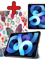 BTH BTH iPad Air 5 Hoesje Met Screenprotector - Vlinders