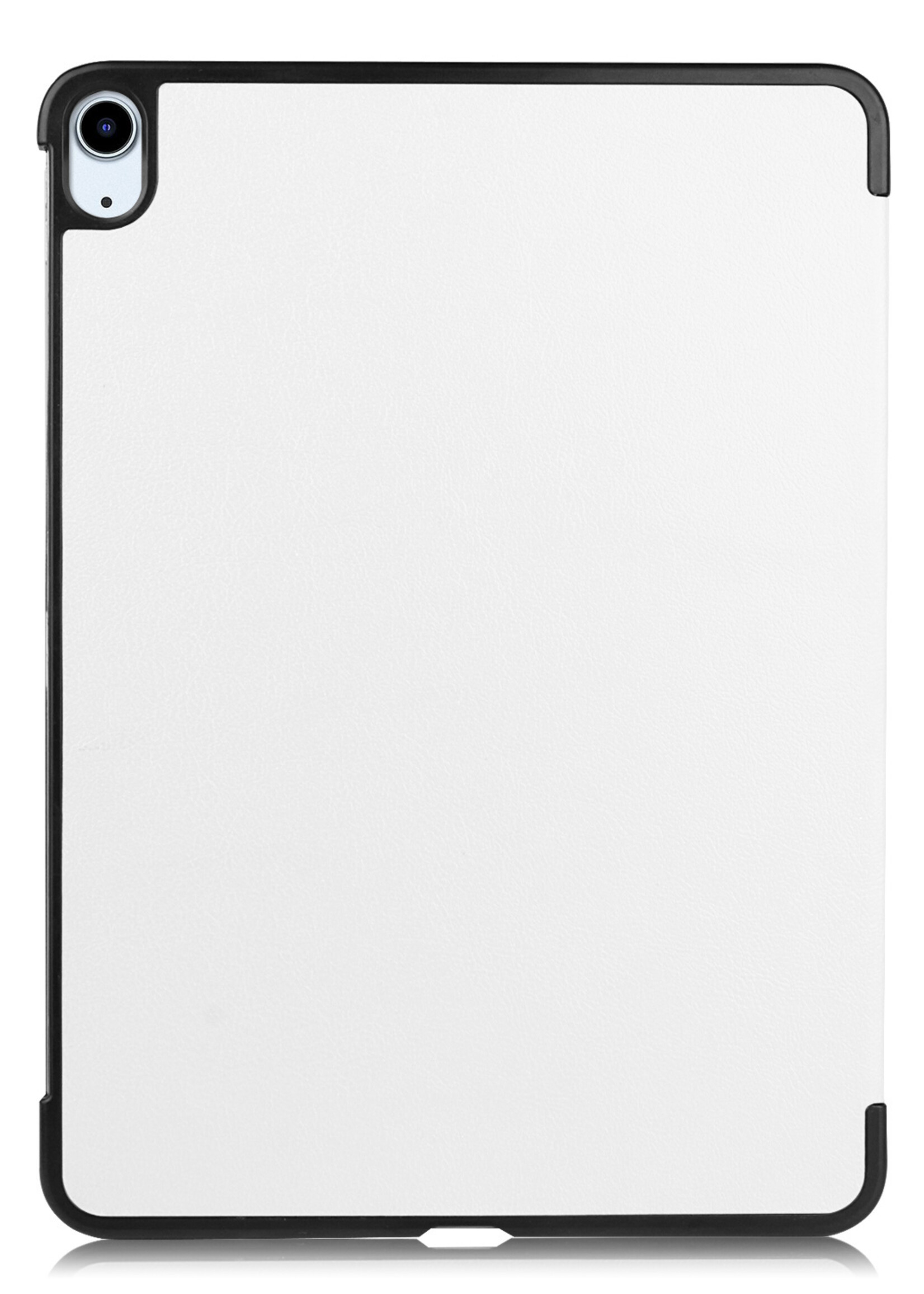 BTH Hoes Geschikt voor iPad Air 2022 Hoes Book Case Hoesje Trifold Cover Met Screenprotector - Hoesje Geschikt voor iPad Air 5 2022 Hoesje Bookcase - Wit