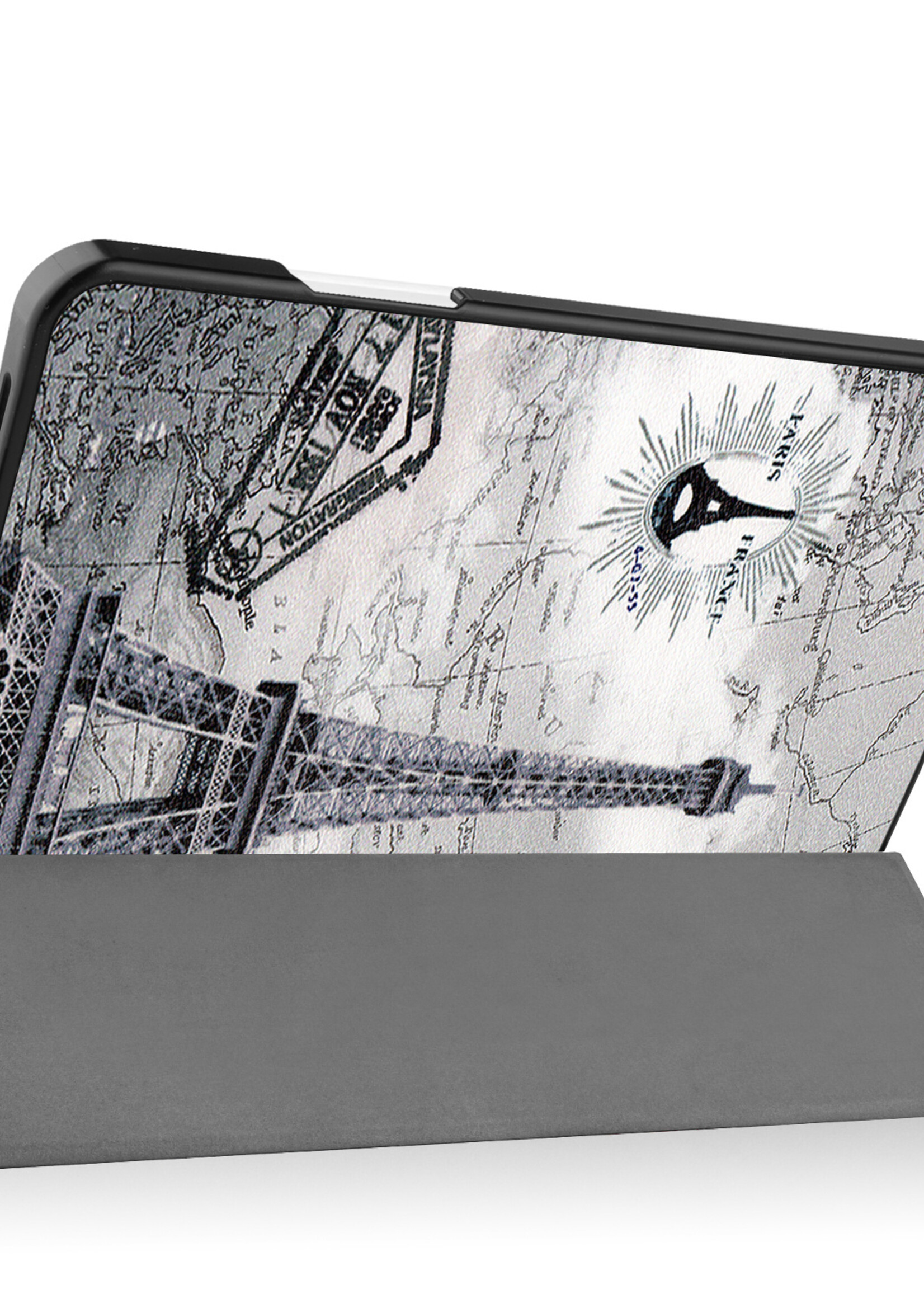 BTH iPad Air 2022 Hoes Book Case Hoesje Met Uitsparing Apple Pencil - iPad Air 5 Hoesje Cover Case - Eiffeltoren