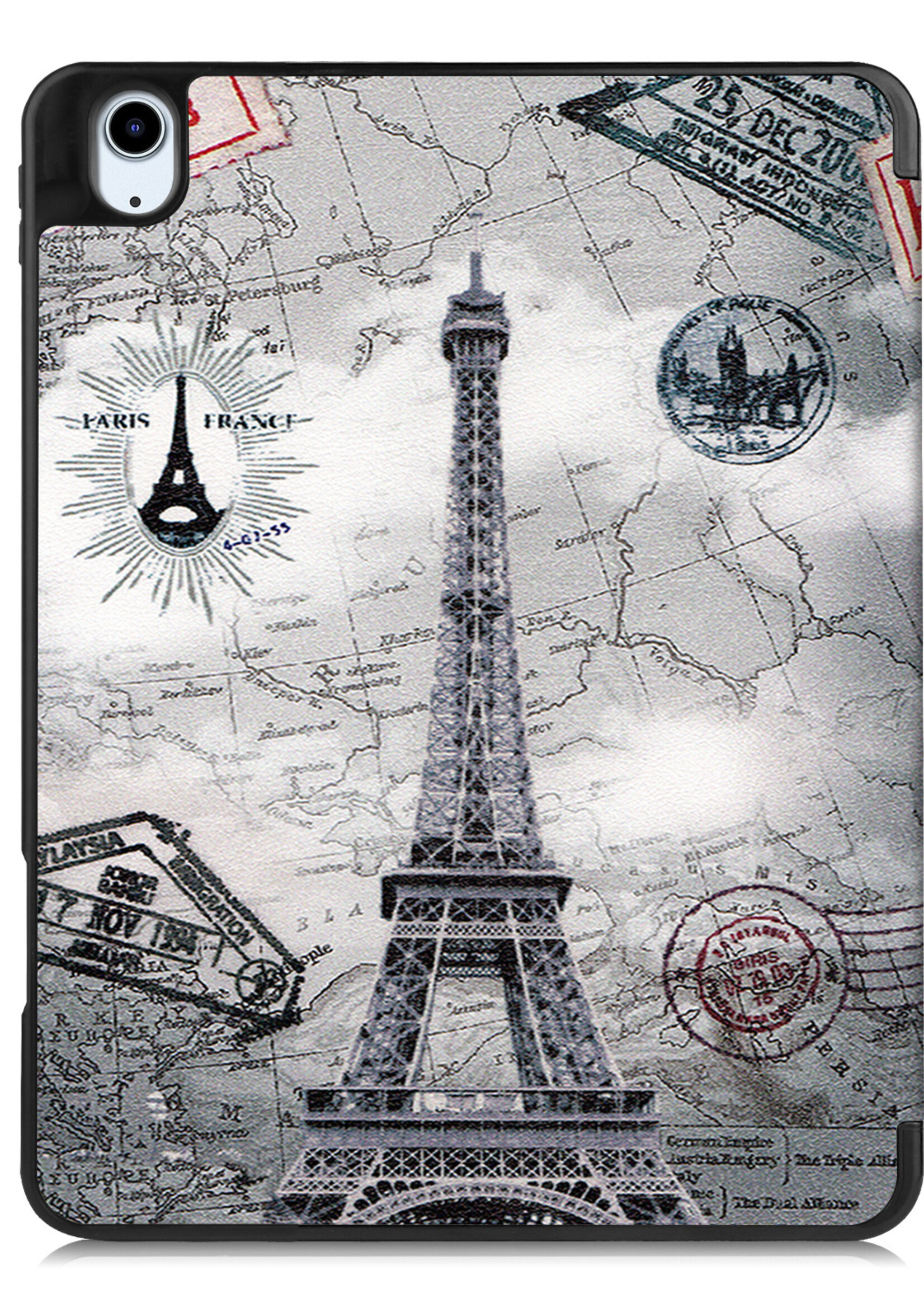 BTH iPad Air 2022 Hoes Book Case Hoesje Met Uitsparing Apple Pencil - iPad Air 5 Hoesje Cover Case - Eiffeltoren
