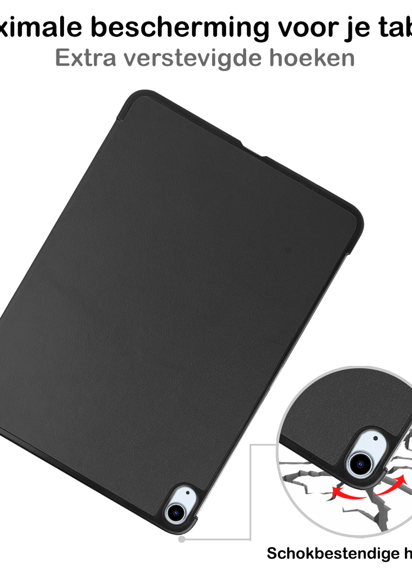 BTH iPad Air 2022 Hoes Book Case Hoesje Met Uitsparing Apple Pencil - iPad Air 5 Hoesje Cover Case - Zwart