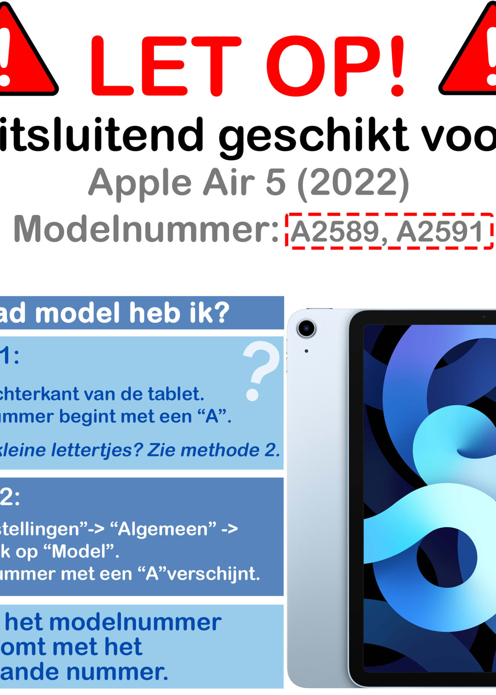 BTH Hoes Geschikt voor iPad Air 2022 Hoes Book Case Hoesje Trifold Cover Met Uitsparing Geschikt voor Apple Pencil Met Screenprotector - Hoesje Geschikt voor iPad Air 5 2022 Hoesje Bookcase - Donkerblauw