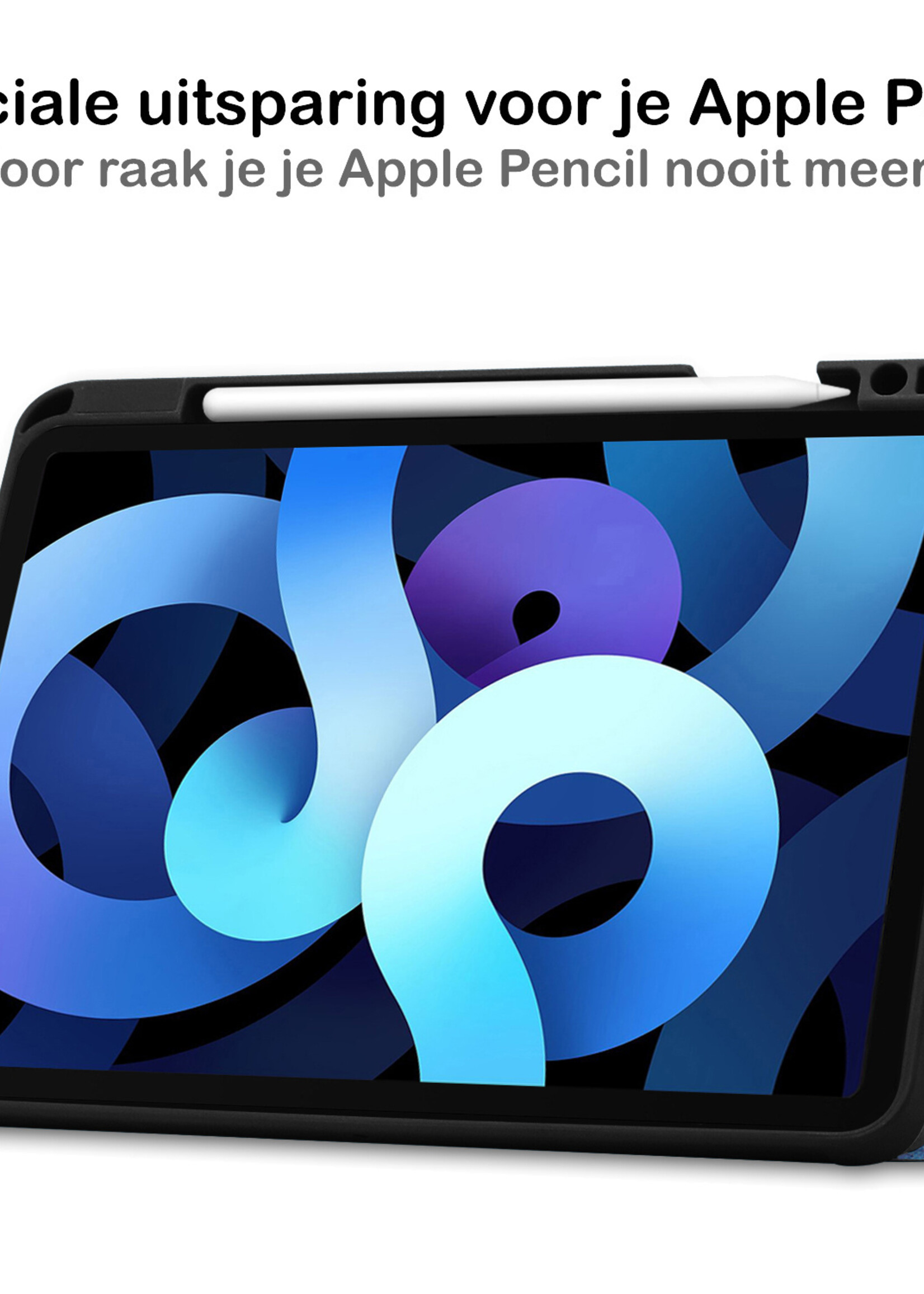 BTH Hoes Geschikt voor iPad Air 2022 Hoes Book Case Hoesje Trifold Cover Met Uitsparing Geschikt voor Apple Pencil Met Screenprotector - Hoesje Geschikt voor iPad Air 5 2022 Hoesje Bookcase - Galaxy