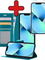 BTH BTH iPhone 13 Mini Hoesje Bookcase Met Screenprotector - Turquoise