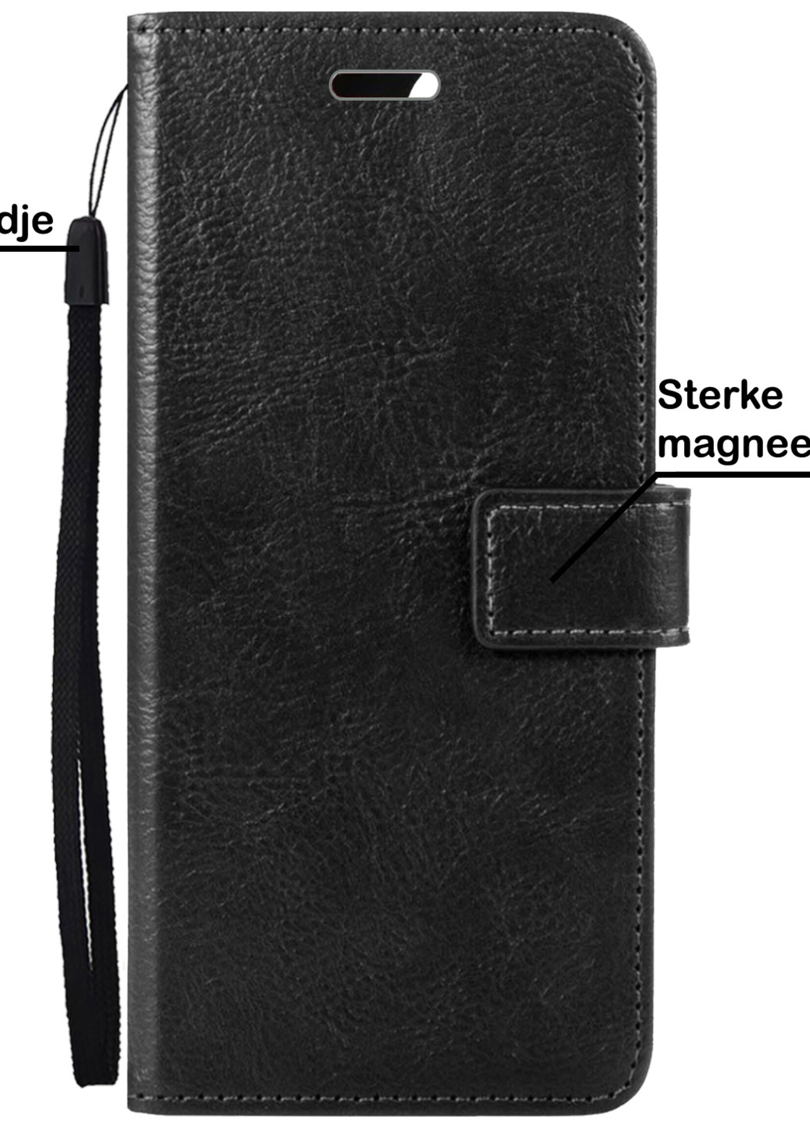 BTH Hoesje Geschikt voor iPhone 13 Mini Hoesje Book Case Hoes Portemonnee Cover Walletcase Met 2x Screenprotector - Hoes Geschikt voor iPhone 13 Mini Hoes Bookcase Hoesje - Zwart