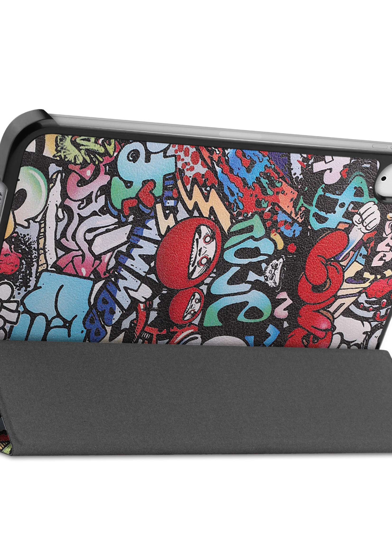 BTH Hoes Geschikt voor iPad Mini 6 Hoes Book Case Hoesje Trifold Cover Met Screenprotector - Hoesje Geschikt voor iPad Mini 6 Hoesje Bookcase - Graffity