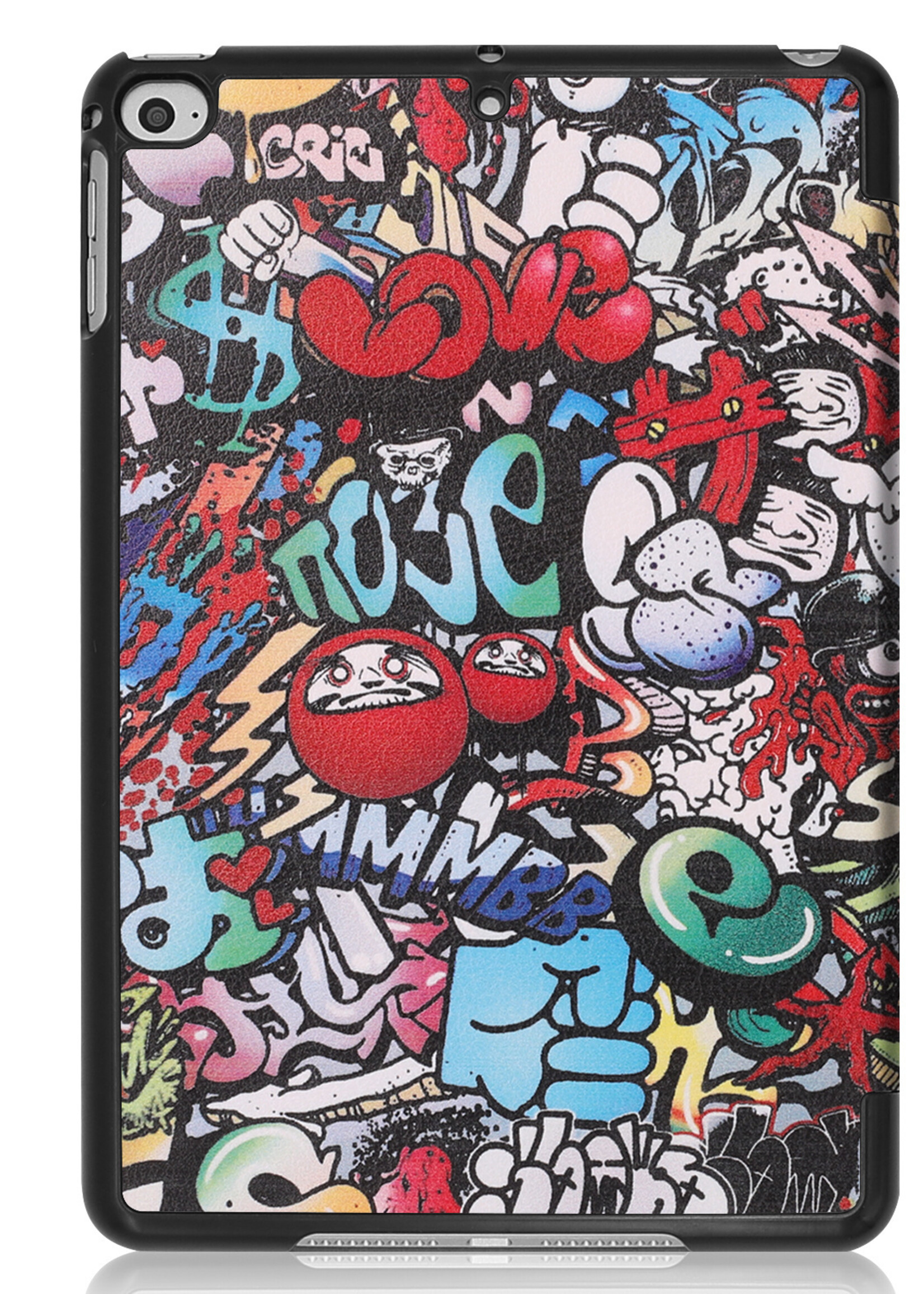 BTH Hoes Geschikt voor iPad Mini 6 Hoes Book Case Hoesje Trifold Cover Met Screenprotector - Hoesje Geschikt voor iPad Mini 6 Hoesje Bookcase - Graffity