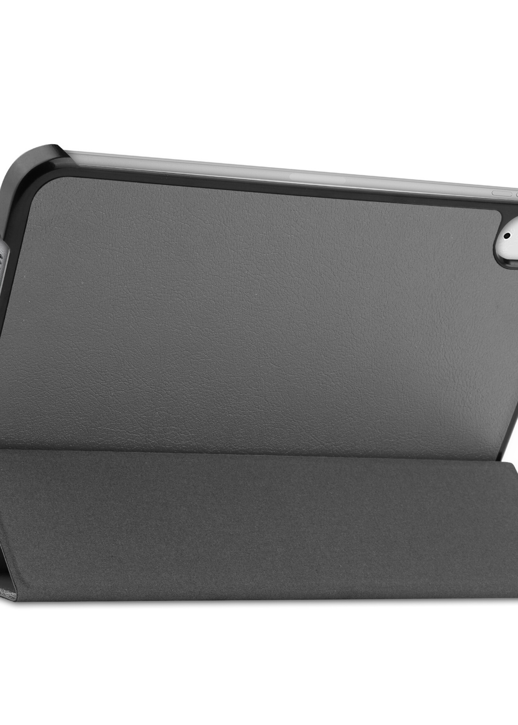 BTH Hoes Geschikt voor iPad Mini 6 Hoes Book Case Hoesje Trifold Cover Met Screenprotector - Hoesje Geschikt voor iPad Mini 6 Hoesje Bookcase - Grijs
