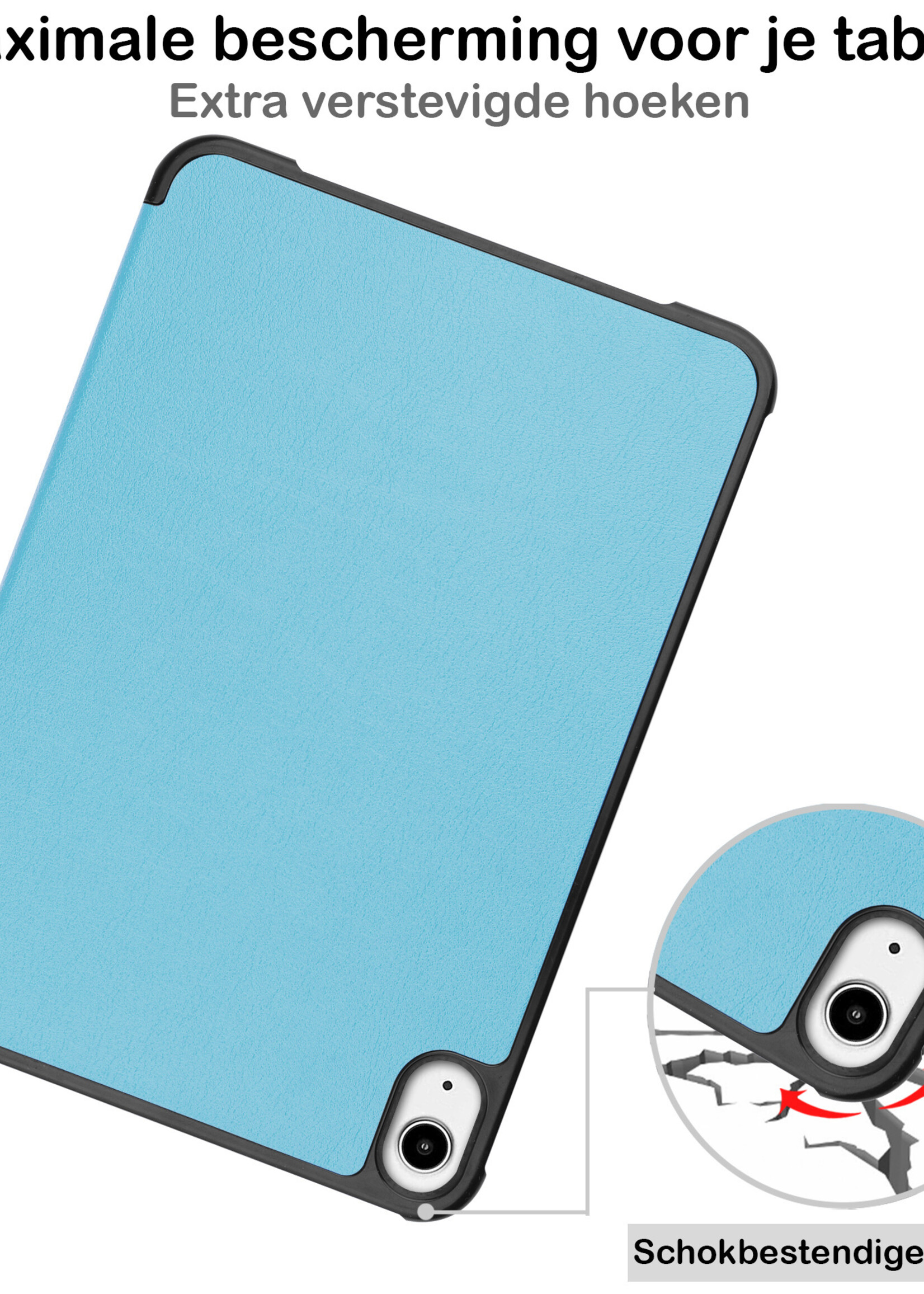 BTH Hoes Geschikt voor iPad Mini 6 Hoes Book Case Hoesje Trifold Cover Met Screenprotector - Hoesje Geschikt voor iPad Mini 6 Hoesje Bookcase - Lichtblauw
