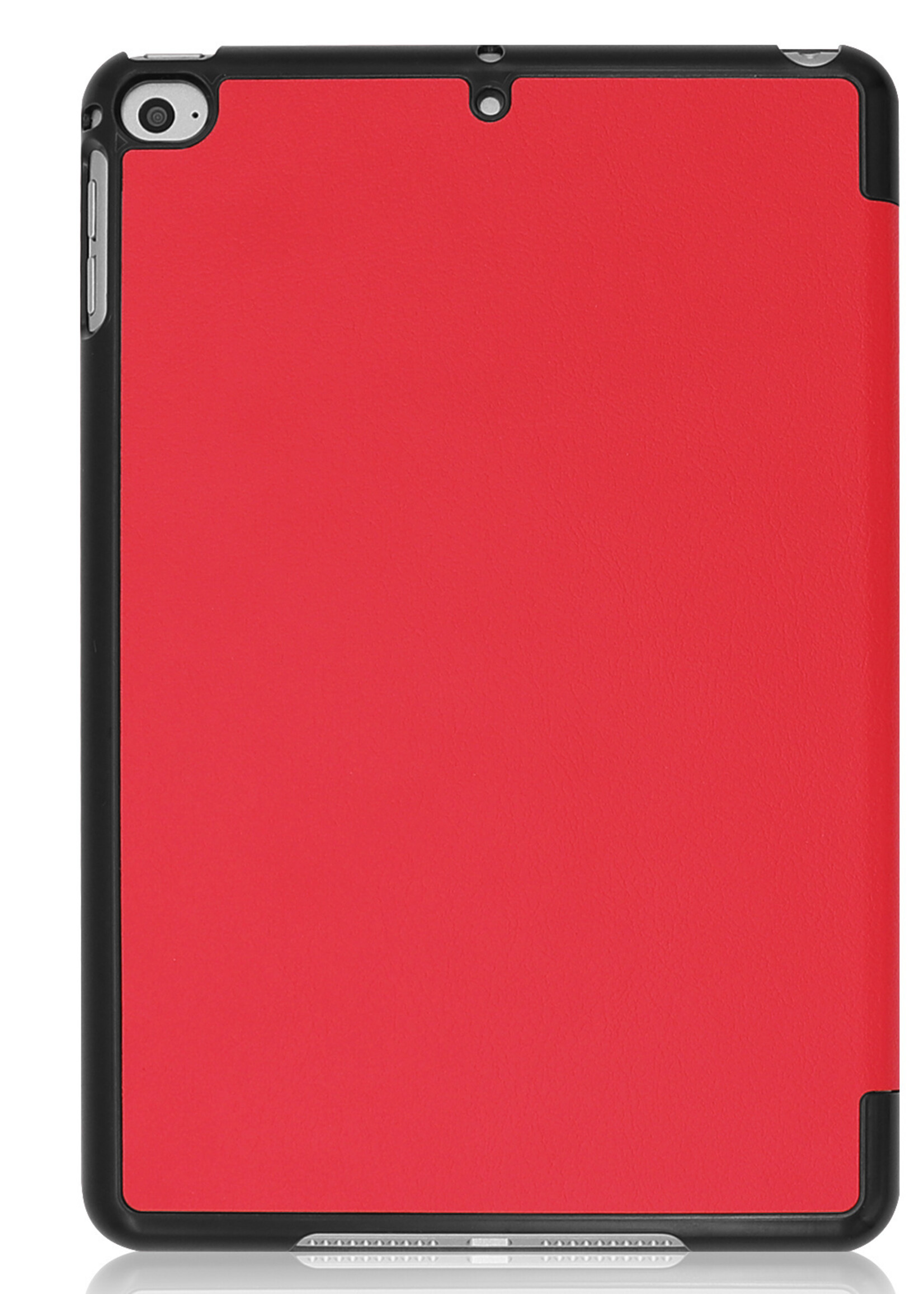 BTH Hoes Geschikt voor iPad Mini 6 Hoes Book Case Hoesje Trifold Cover Met Screenprotector - Hoesje Geschikt voor iPad Mini 6 Hoesje Bookcase - Rood