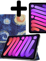 BTH BTH iPad Mini 6 Hoesje Met Screenprotector - Sterrenhemel