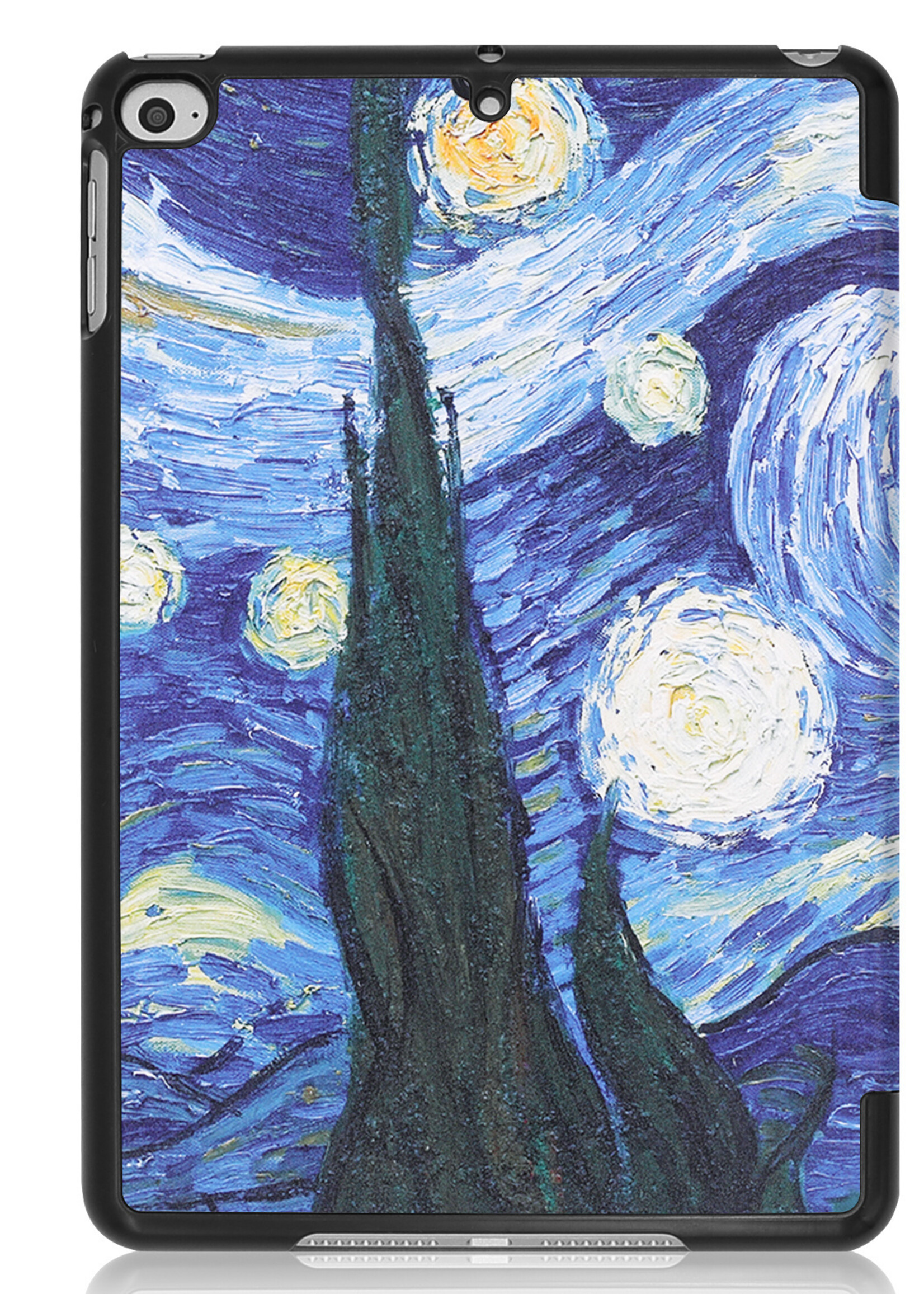 BTH Hoes Geschikt voor iPad Mini 6 Hoes Book Case Hoesje Trifold Cover Met Screenprotector - Hoesje Geschikt voor iPad Mini 6 Hoesje Bookcase - Sterrenhemel