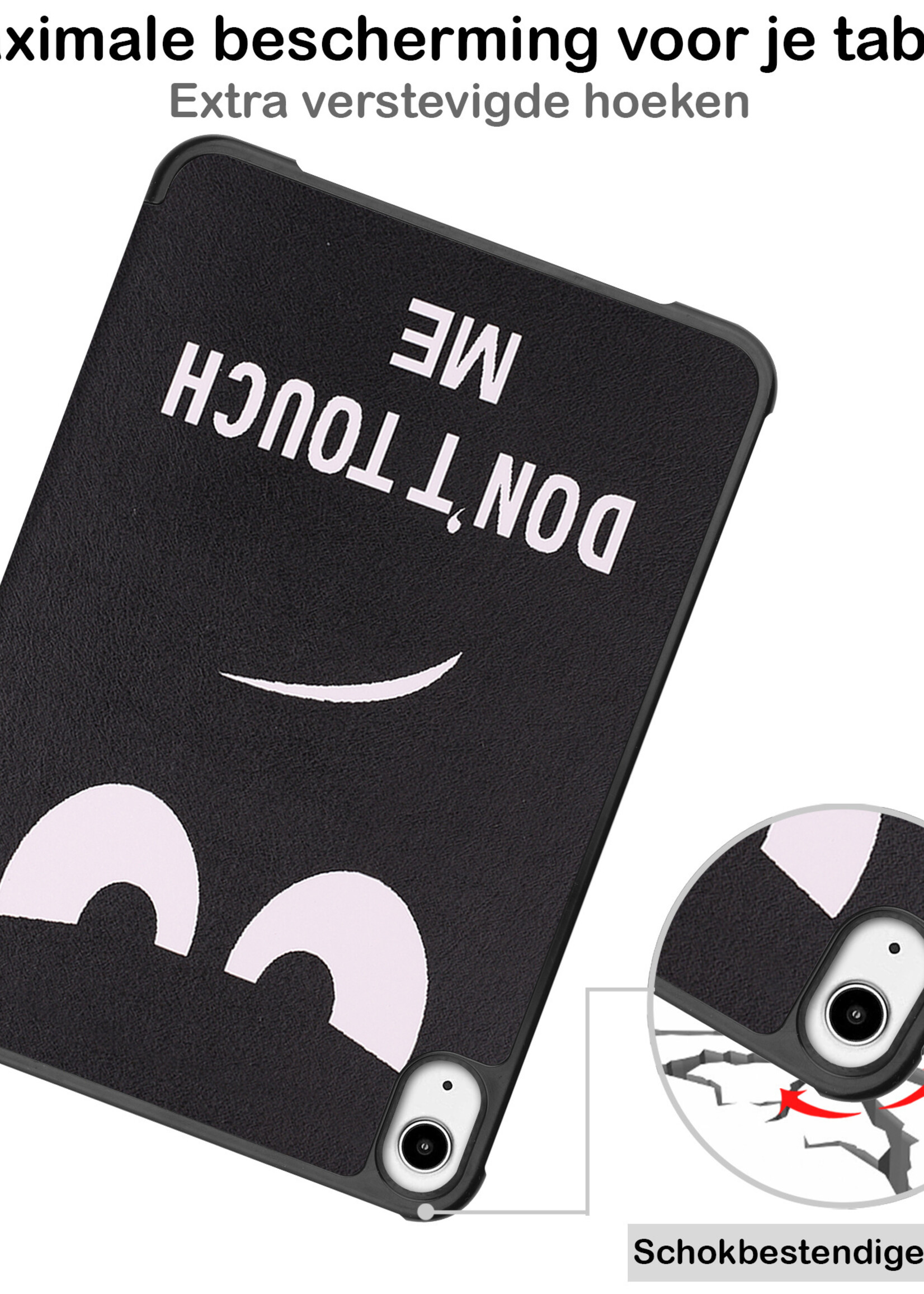 BTH Hoes Geschikt voor iPad Mini 6 Hoes Book Case Hoesje Trifold Cover Met Screenprotector - Hoesje Geschikt voor iPad Mini 6 Hoesje Bookcase - Don't Touch Me