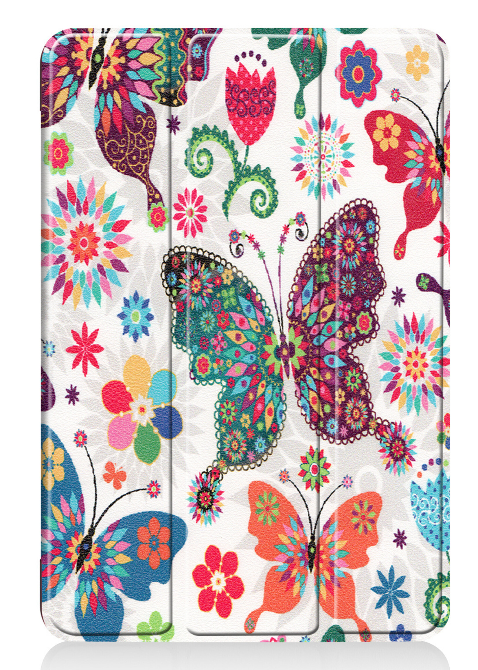 BTH Hoes Geschikt voor iPad Mini 6 Hoes Book Case Hoesje Trifold Cover Met Screenprotector - Hoesje Geschikt voor iPad Mini 6 Hoesje Bookcase - Vlinders