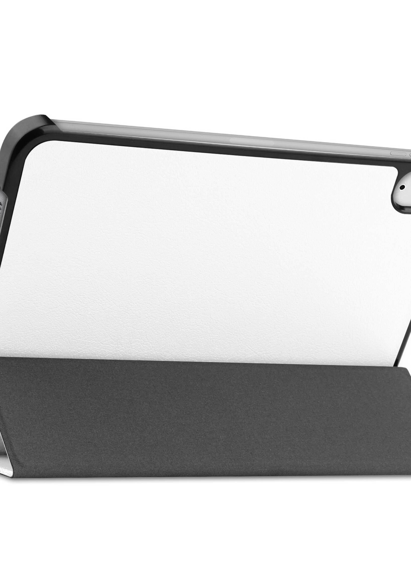 BTH Hoes Geschikt voor iPad Mini 6 Hoes Book Case Hoesje Trifold Cover Met Screenprotector - Hoesje Geschikt voor iPad Mini 6 Hoesje Bookcase - Wit