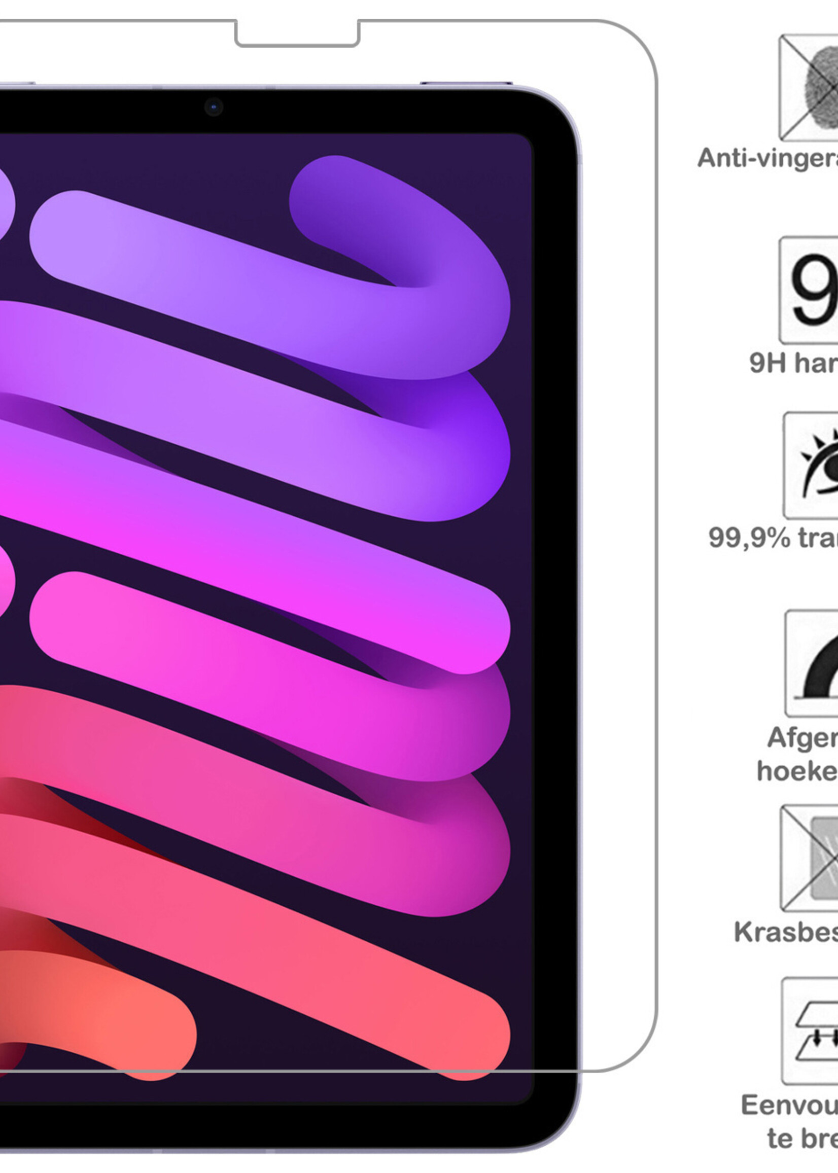 BTH Hoes Geschikt voor iPad Mini 6 Hoes Book Case Hoesje Trifold Cover Met Screenprotector - Hoesje Geschikt voor iPad Mini 6 Hoesje Bookcase - Wit