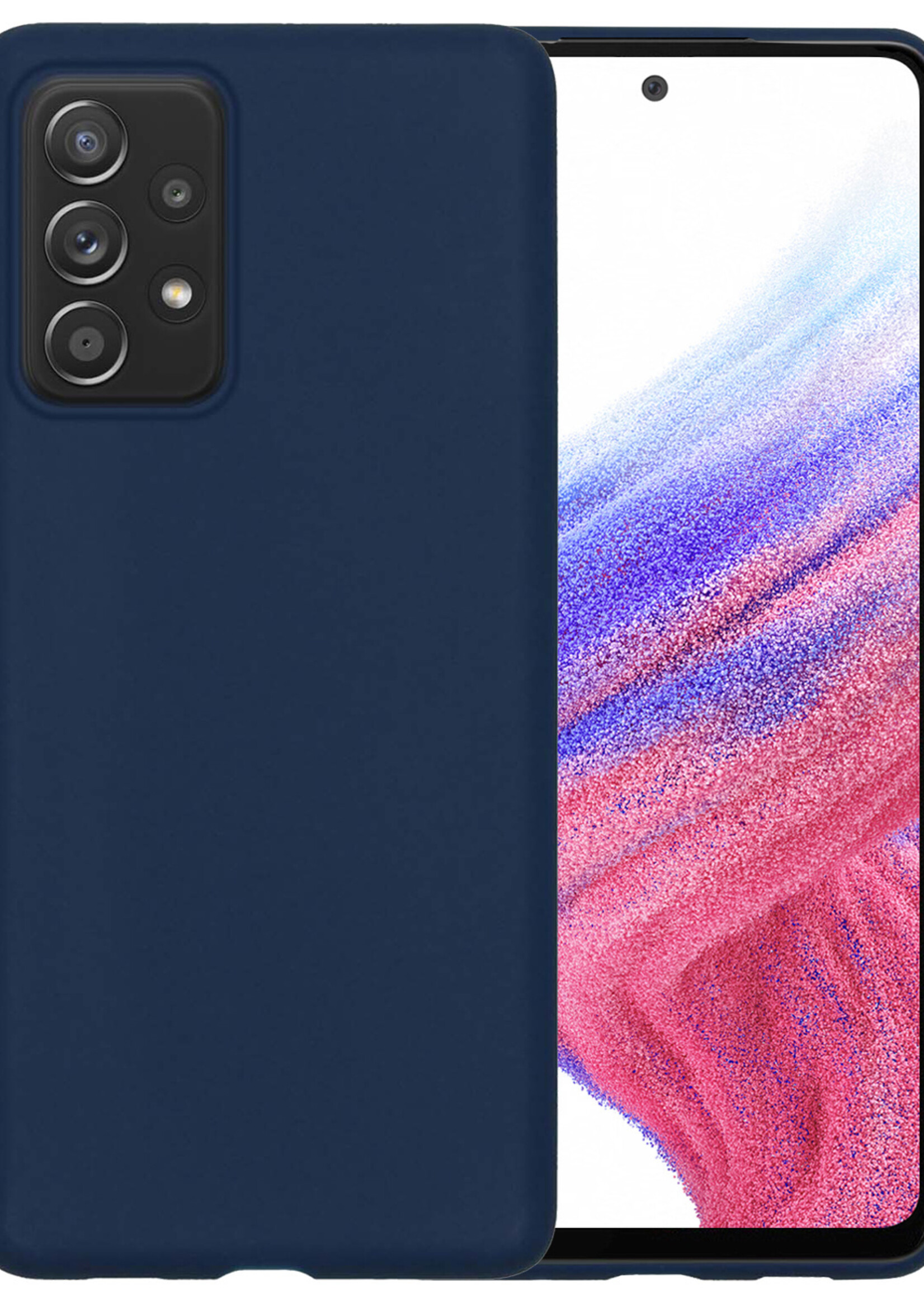 BTH Samsung Galaxy A53 Hoesje Siliconen Case Cover - Samsung A53 Hoesje Cover Hoes Siliconen - Donker Blauw