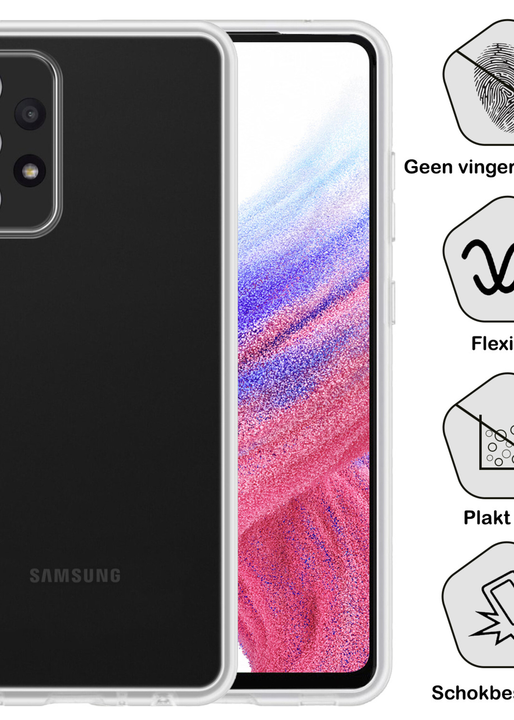 BTH Samsung Galaxy A53 Hoesje Siliconen Case Cover - Samsung A53 Hoesje Cover Hoes Siliconen - Transparant