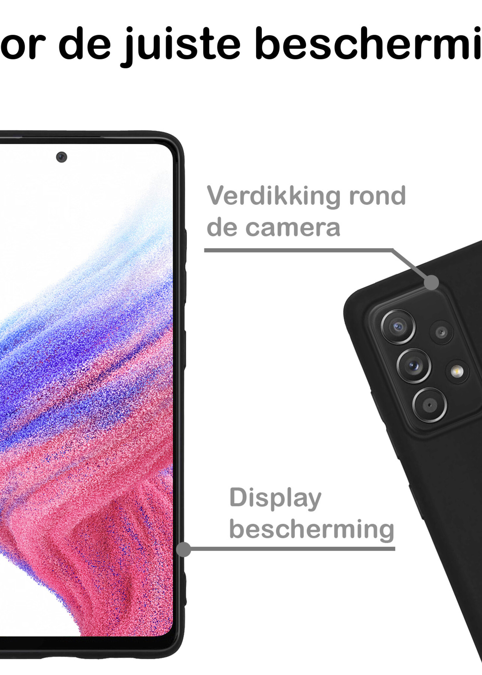 BTH Samsung Galaxy A53 Hoesje Siliconen Case Cover - Samsung A53 Hoesje Cover Hoes Siliconen - Zwart