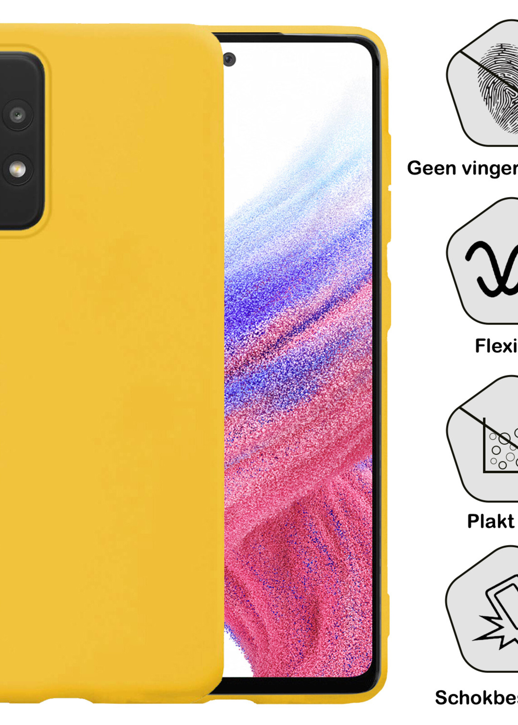 BTH Hoesje Geschikt voor Samsung A53 Hoesje Siliconen Case Hoes - Hoes Geschikt voor Samsung Galaxy A53 Hoes Cover Case - Geel - 2 PACK