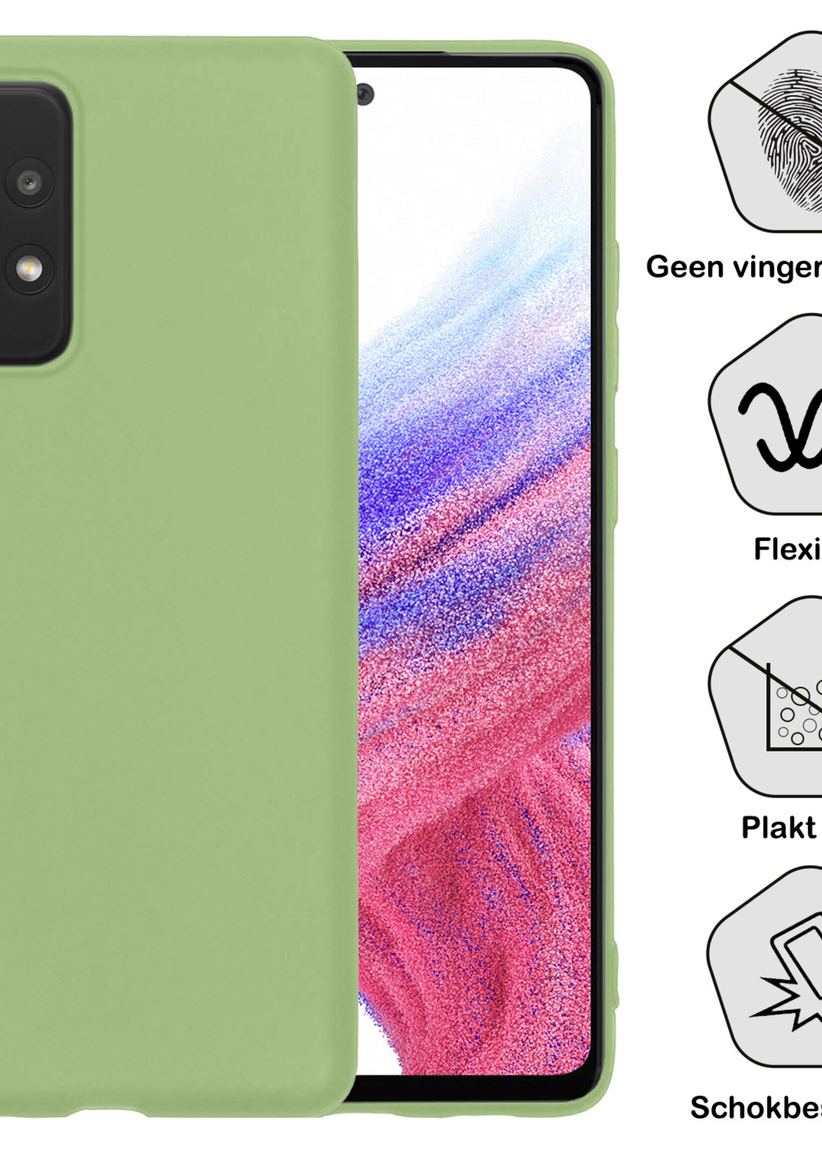 BTH Hoesje Geschikt voor Samsung A53 Hoesje Siliconen Case Hoes - Hoes Geschikt voor Samsung Galaxy A53 Hoes Cover Case - Groen - 2 PACK